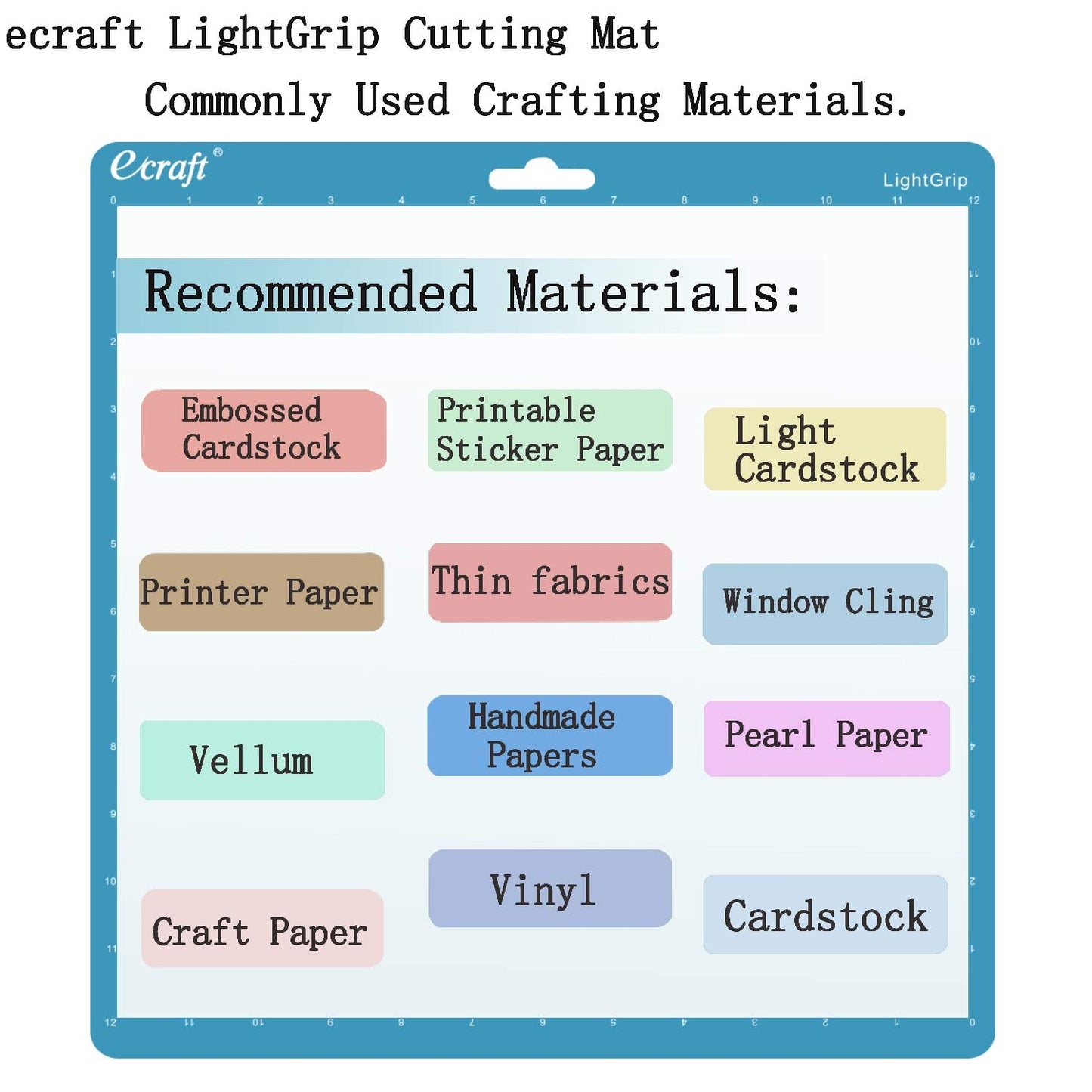 Ecraft 12x12 Cutting Mat 5-Pack for Silhouette Cameo 5/4/3/2/1, Variety Grip (StrongGrip, StandardGrip, LightGrip), Gridded Non-Slip Replacement Mats for Crafts, Quilting & Sewing