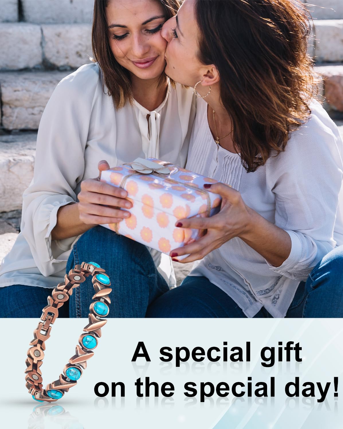 EnerCoppeX Copper Magnetic Bracelet for Women - Turquoize Detox Jewelry with 3500 Gauss Magnet (P)