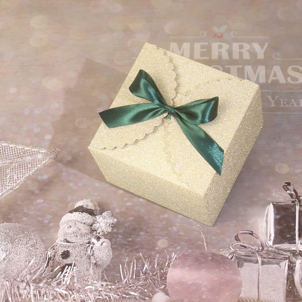 WEWILUCK Small Gift Boxes for Presents, Gold Glitter Christmas Gift Boxes Bulk for Women, Man, Empty Square Gift Box for Gifts Widely Used in Various Occasions(4.75” x 4.75” x 3.53”)