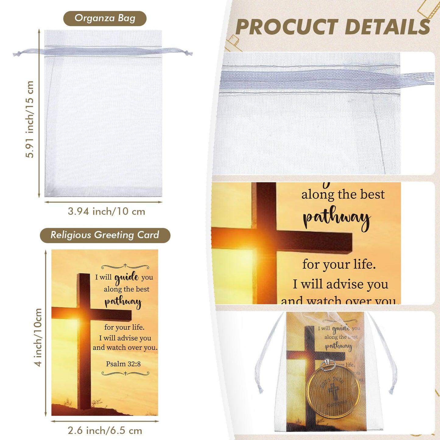 Relaxweex 24 Set Mini Christian Compass Christian Gift Set Compass with Cards and White Drawstring Organza Bag Bible Scripture Cards Religious Gifts for Men Graduation Gift Weddings