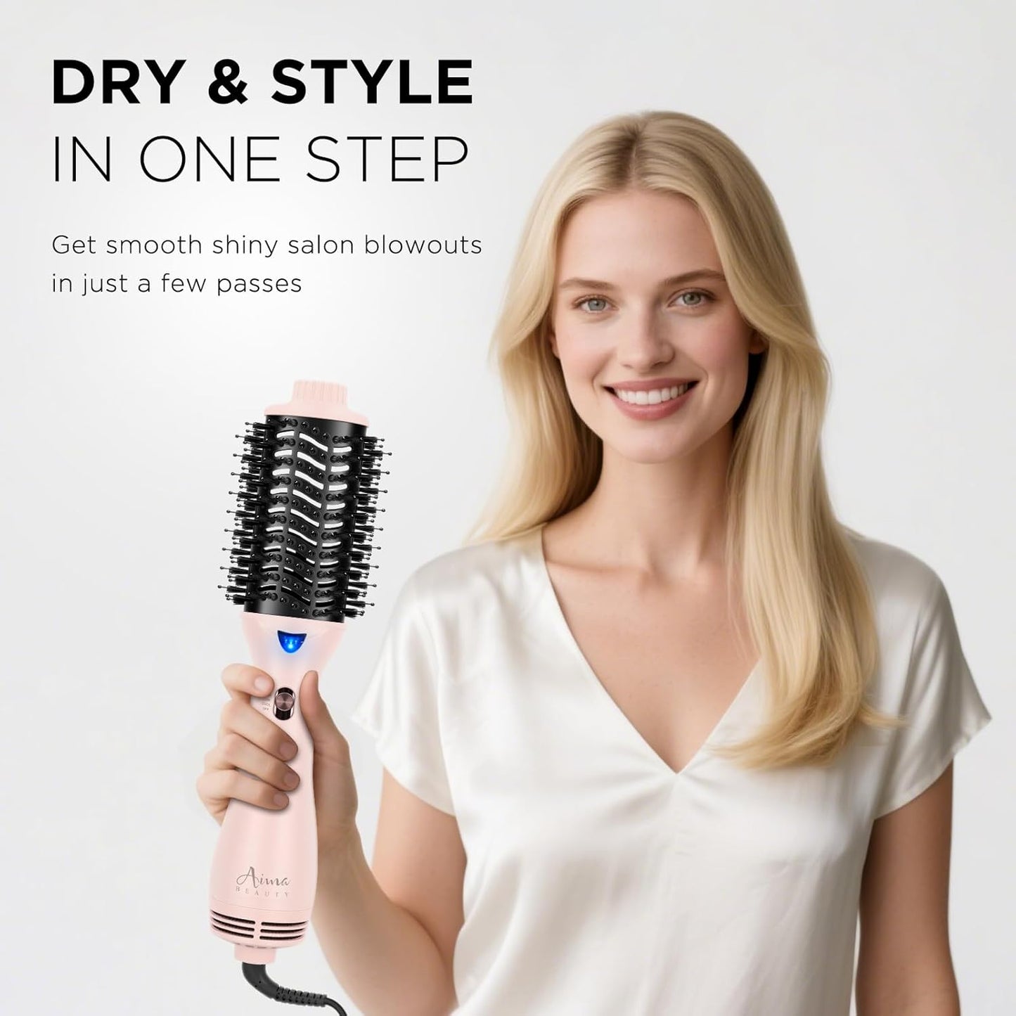 Hair Dryer Brush, Aima Beauty One Step Hair Dryer and Styler Volumizer with Negative Ion for Reducing Frizz and Static, Hair Styling Tools, Pink