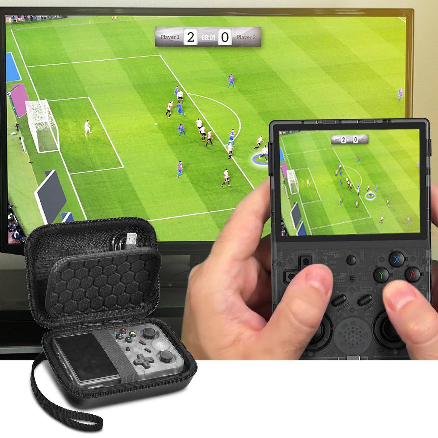 PAIYULE Travel Case for R36S/ RG353V/ RG353VS/ Game Boy Retro Handheld Game Console, Handheld Emulator Storage Holder Organizer, Android Game Console Carrying Bag (Box Only)