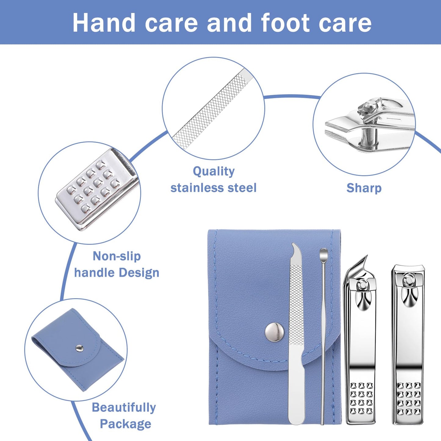 30 Sets 4-in-1 Stainless Steel Travel Manicure Kit with Case Portable Finger Nail Clippers Set Bulk for Personal Care, Gift, Travel, Hotel, and Charity Use