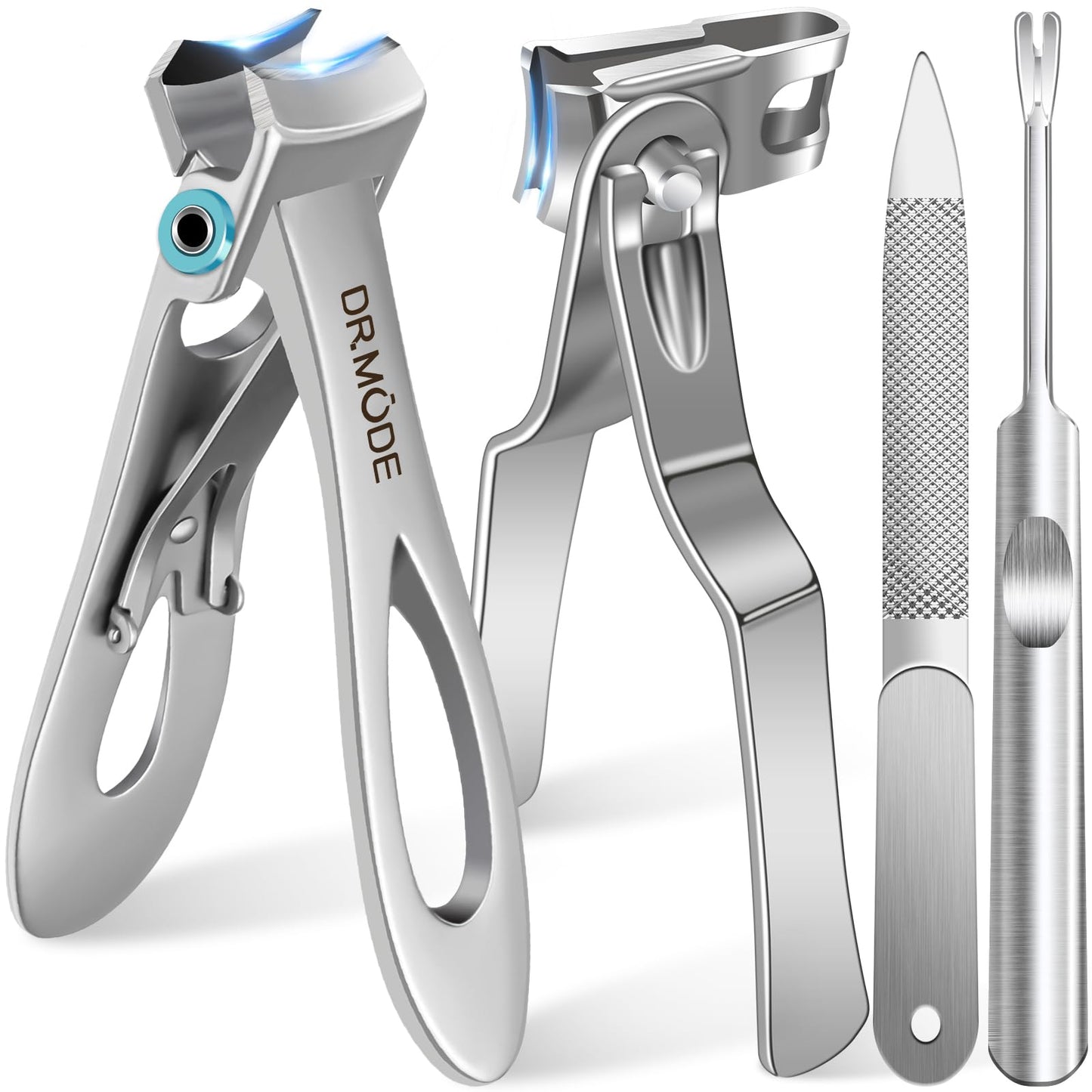 Nail Clippers for Men Thick Nails - DRMODE 16MM Wide Jaw Opening Extra Large Toenail Clippers & Easy Grip 360 Degree Rotary Fingernail Clippers for Seniors Nail Cutter with Nail File Cuticle Trimmer