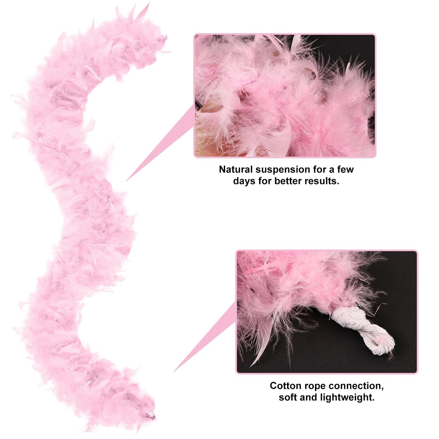MehelloFeather Feather Boa 1.64Yards Turkey Feather Boa 30g for DIY Craft Wedding Party Halloween Costume Decoration(Pink)