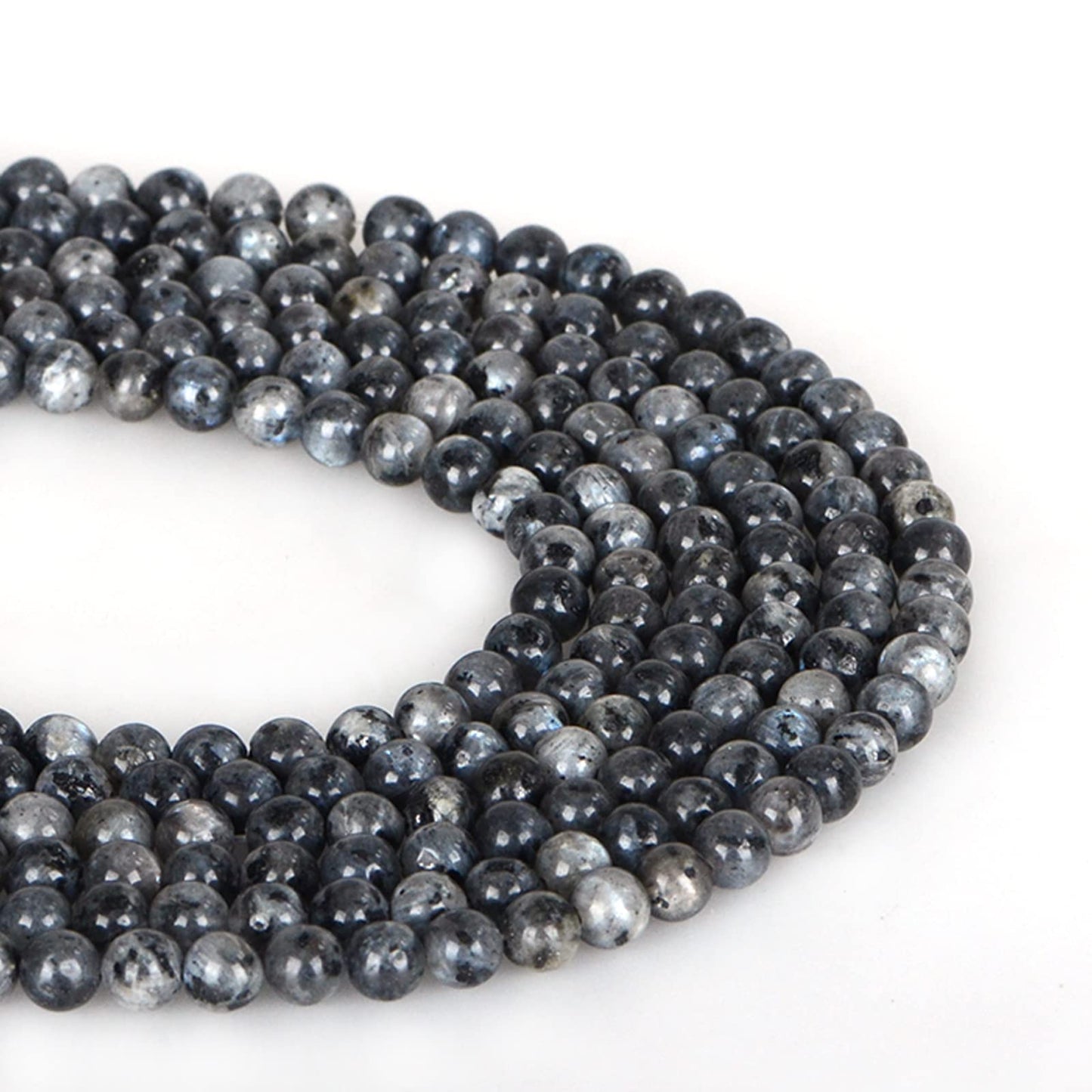 ICAI Beads（Larvikite Labradorite） Natural Stone Gemstone Round Loose Beads Crystal Energy Stone Healing Power for Jewelry Making DIY,1 Strand 35-37pcs（10mm）