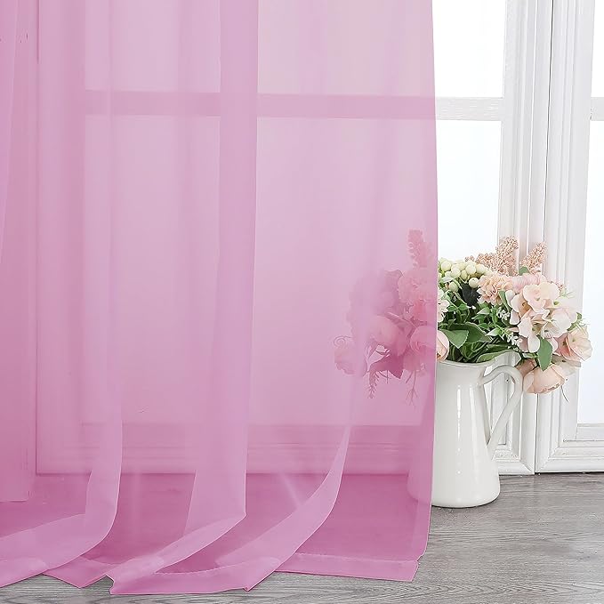 Lecloud Light Pink Sheer Curtains 78 Inches Long 2 Panels Set, Soft Voile Light Filtering Curtain, Airy Window Drapes with Rod Pocket for Living Room Bedroom Dining Room, Each Panel 42" W x 78" L