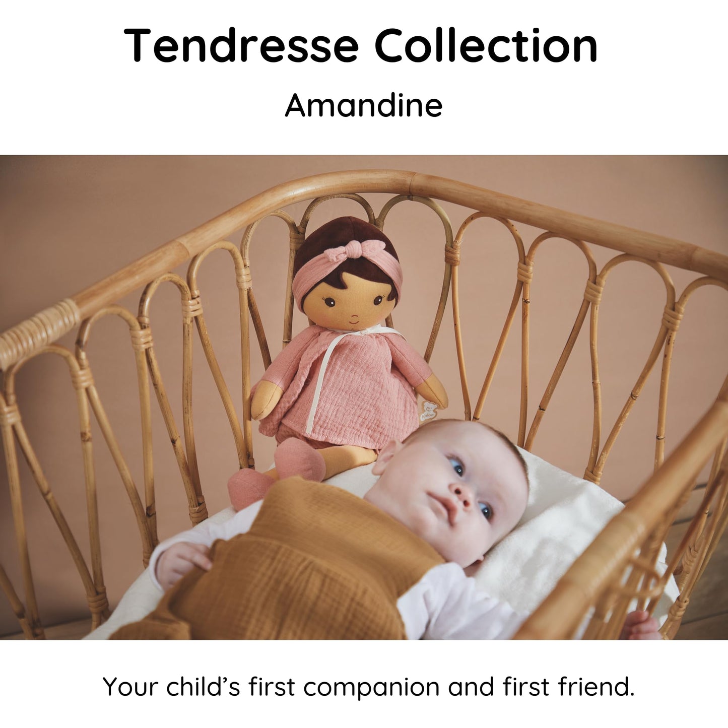 Kaloo - Tendresse Amandine Soft Doll 15.6" X-Large - Ages 0+ - Cuddling with Plush Figure Toys - Adorable Design - Multiple Fabrics and Rich Textures - Machine Washable - Ages 0+ - K200014