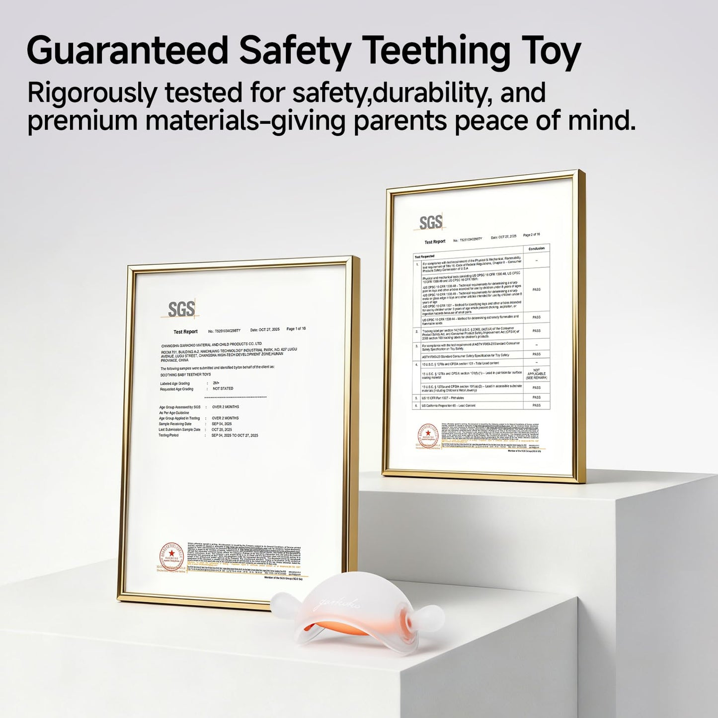 Garkoko 2PCS Baby Teething Toys, No-Drop Silicone Baby Teether Toy for Babies 3-6 Months & 3-18 Months, BPA-Free Infant Teether for Teething Relief