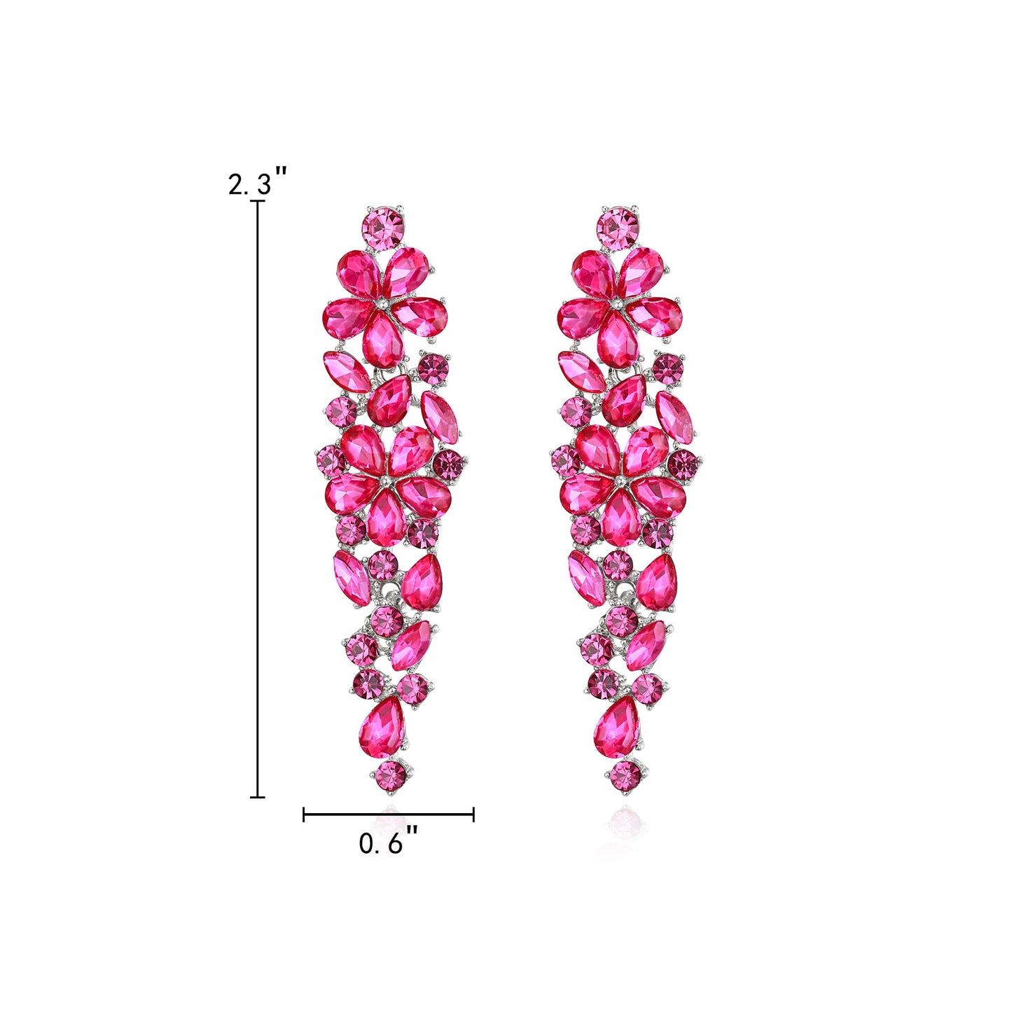 EleQueen Wedding Dangle Earrings, Elegant Floral Crystal Jewelry for Bride Bridesmaid Rose Silver-Tone