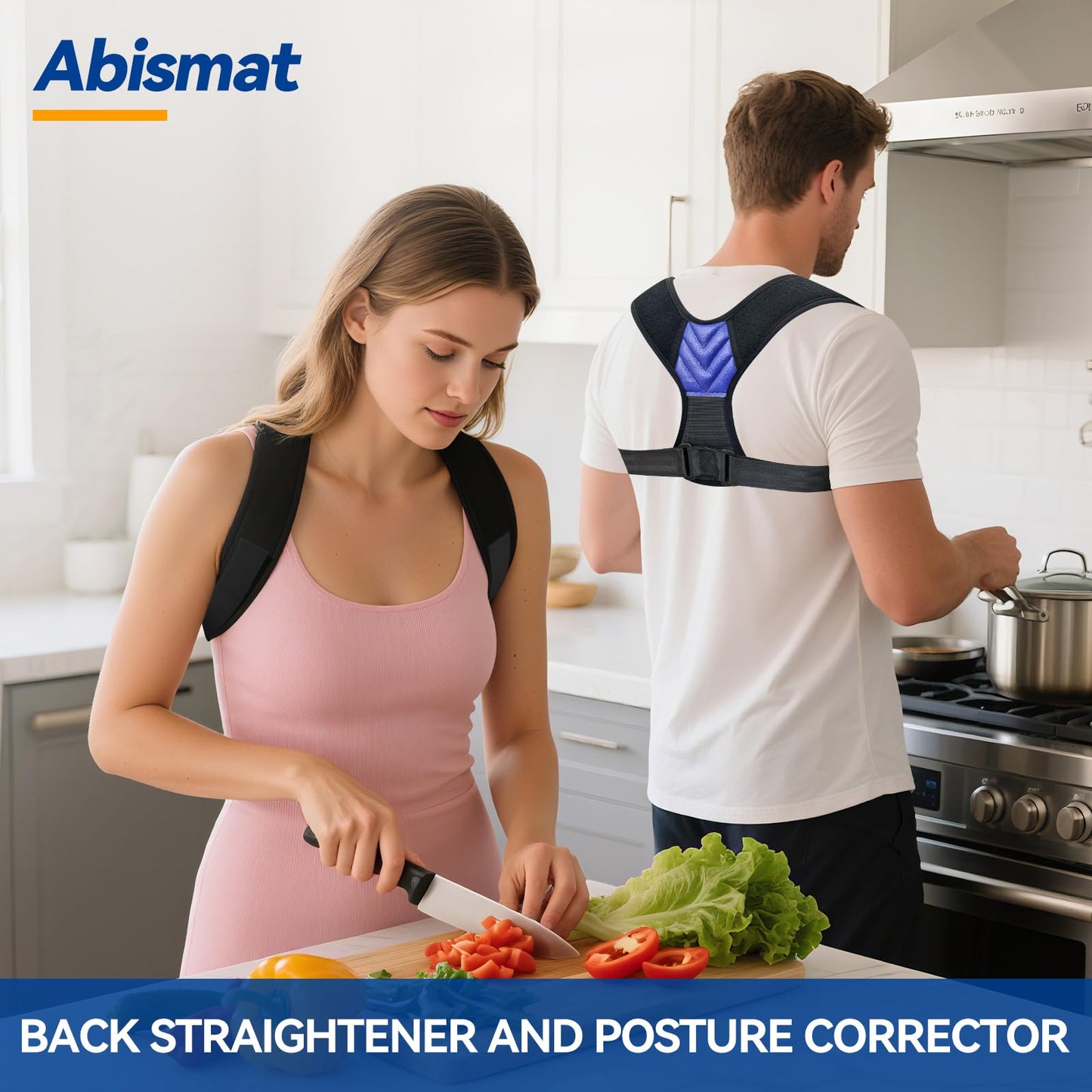 Abismat Back Posture Corrector for Men Women, Invisible Back Brace Shoulder Straightener for Neck Shoulder & Upper Back Pain Relief, (Chest Size 27"-38")