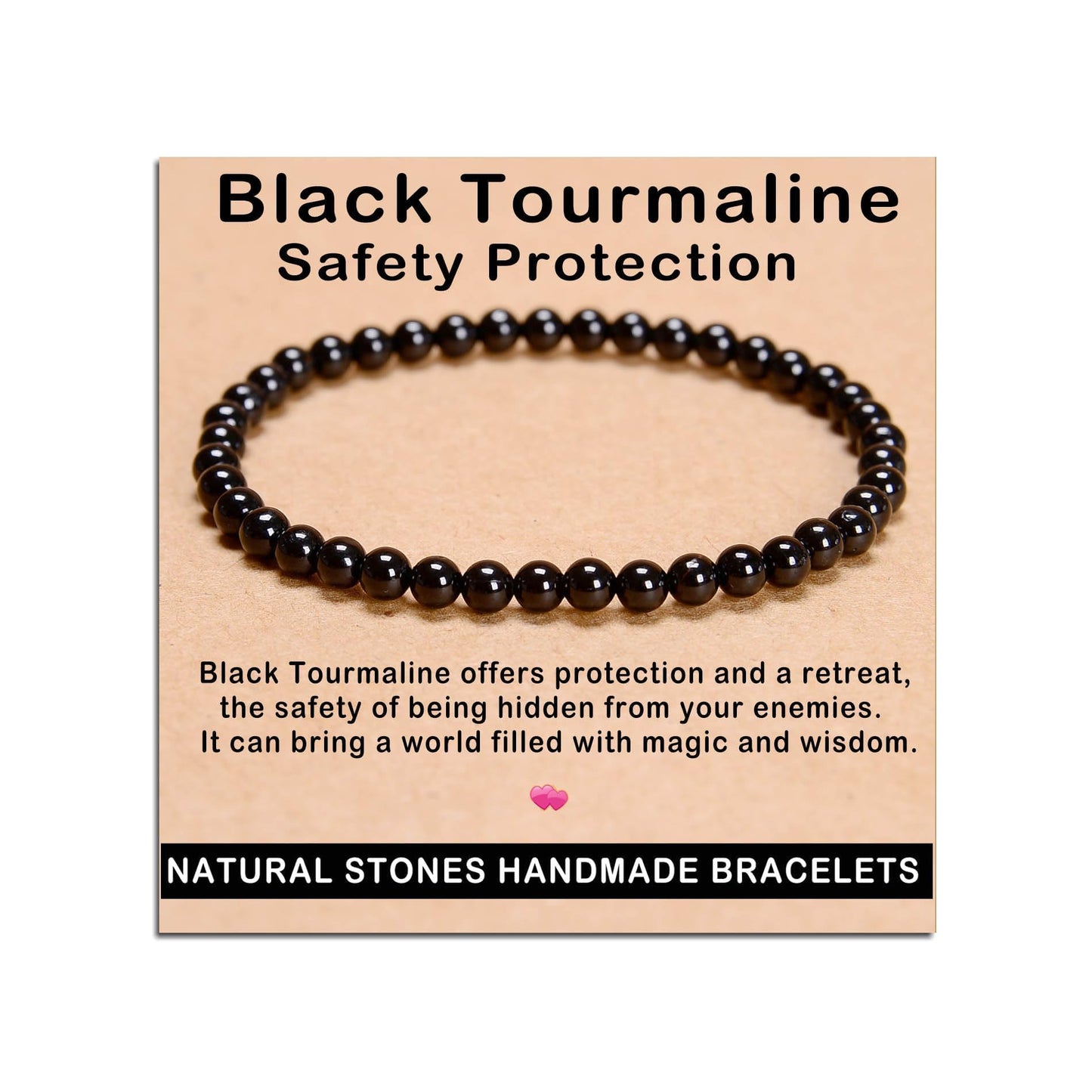 AD Beads Handmade Gemstone Stretch Elastic Bracelet Crystal Healing Reiki Nature's Beauty and Spiritual Essence Unisex (10mm, Black Tourmaline (Best Protection))