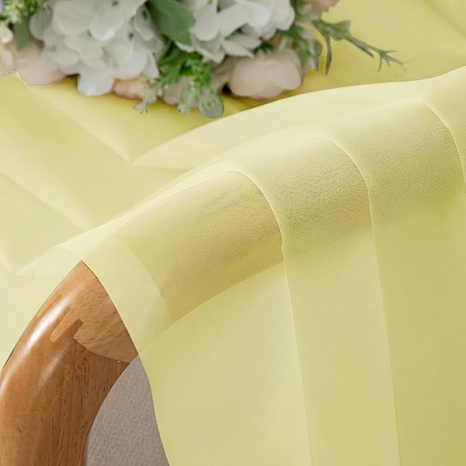 Simplebrand Light Yellow Sheer Curtains 84 Inches Long, Light Filtering Rod Pocket Solid Color Window Sheer Curtain Panels, Elegant Curtains & Drapes for Living Room, Bedroom 2 Panels 42" W x 84" L