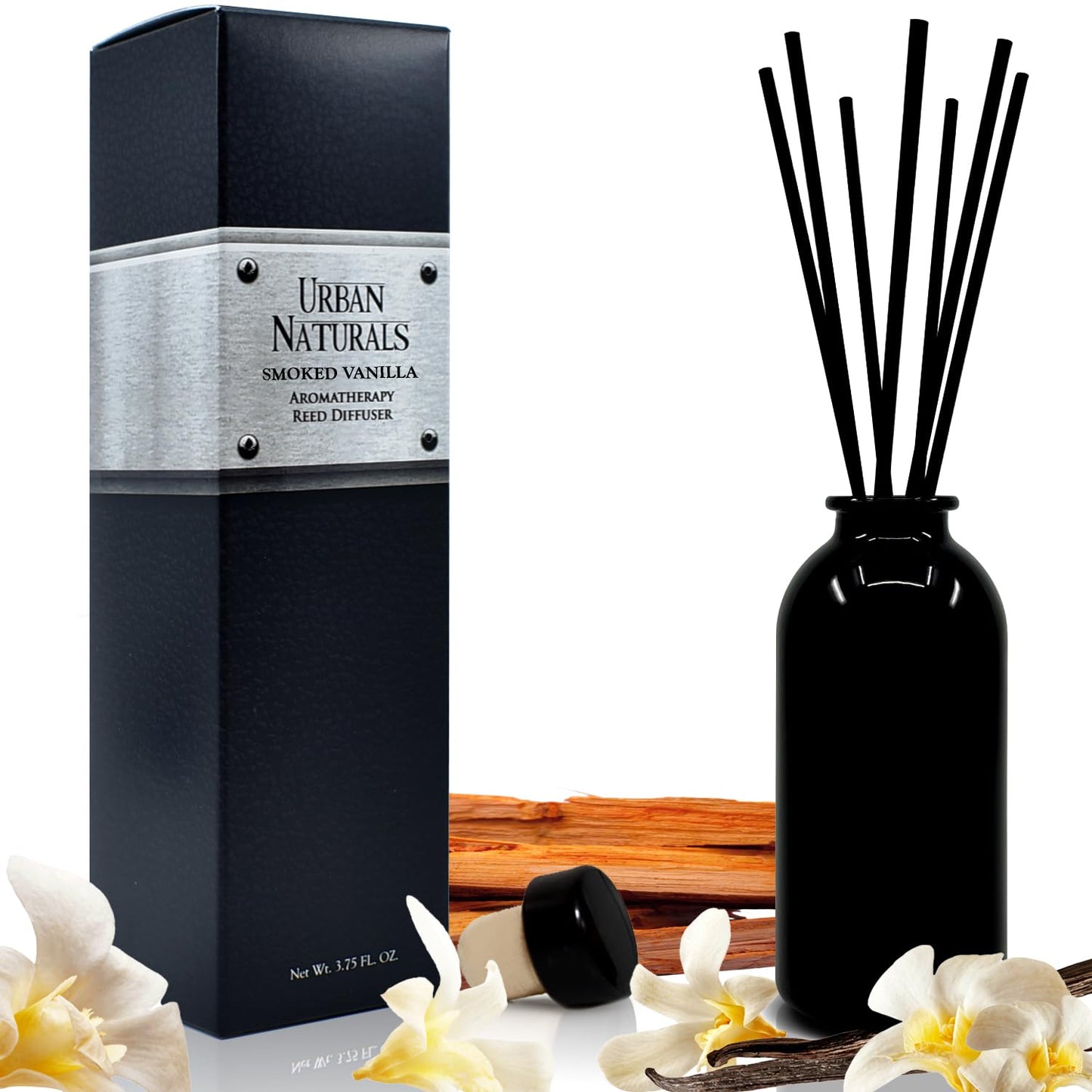Urban Naturals Smoked Vanilla Reed Diffuser Set with Vanilla Bean, Sandalwood & Leather | Made in the USA
