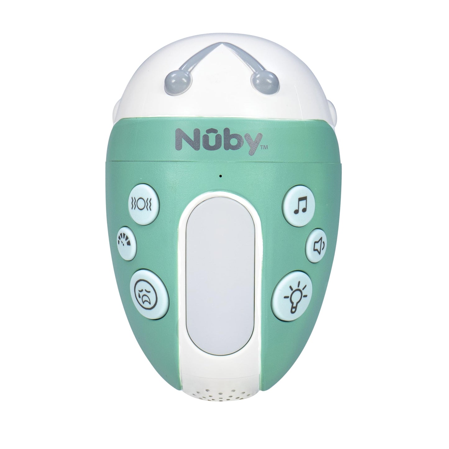Nuby Jitterbug Stroller Rocker & Sound Machine for Babies - Portable Soother with Vibrations, Sounds, and Light Colors - USB-C Rechargeable - Attaches to Strollers and Cribs - Green