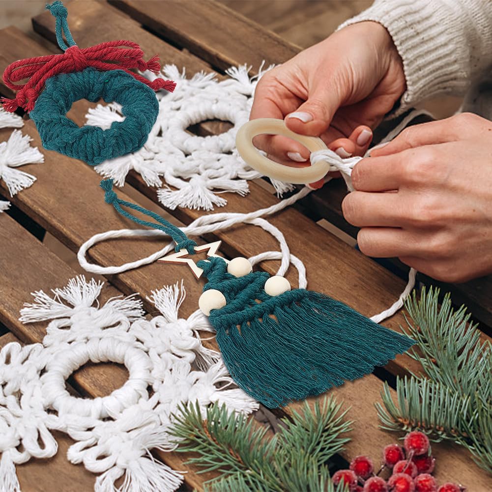 INFUNLY 8 Set DIY Macrame Kits for Adults Beginners Christmas Macrame Hanging Ornament Kit Boho Starters Wall Supplies All in One Macrame Kit with Instructions for DIY Lovers Gifts Home Hanging Decor