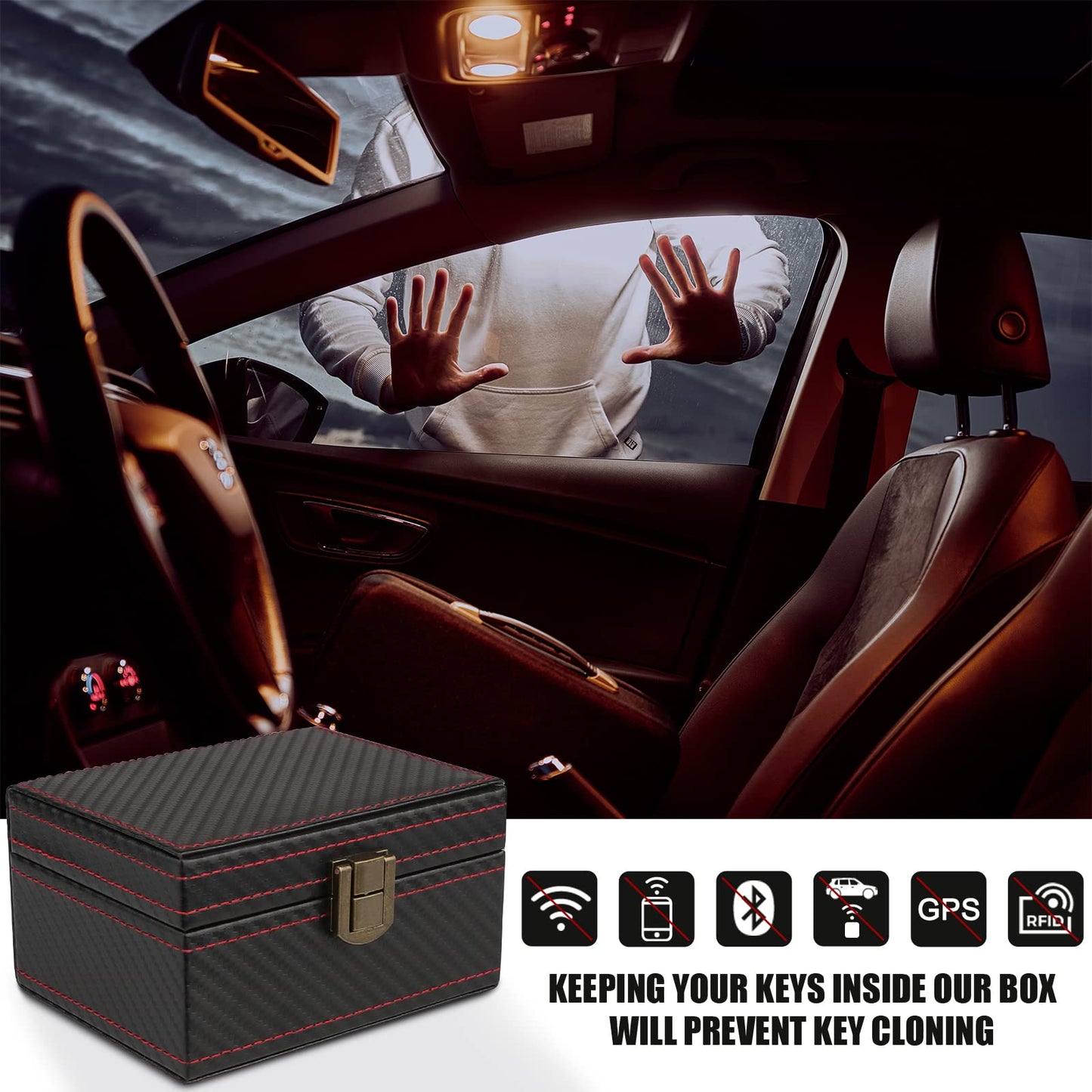 Diyife Faraday Box, RFID Box for Car Keys, Faraday Key Fob Protector Cage, Anti-Theft Key Fob Car Key Signal Blocking Shielding Box Gifts For Men, 4.6" x3.6" x2.5"