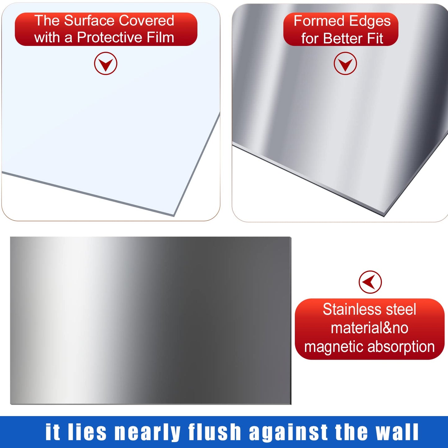 Funrous 4 Pcs 304 Stainless Steel Sheet,12 x 6 x 0.018 Inch Metal Sheet for Crafting, Not Magnetic Flat Sheets of Metal for Kitchen DIY Craft Making