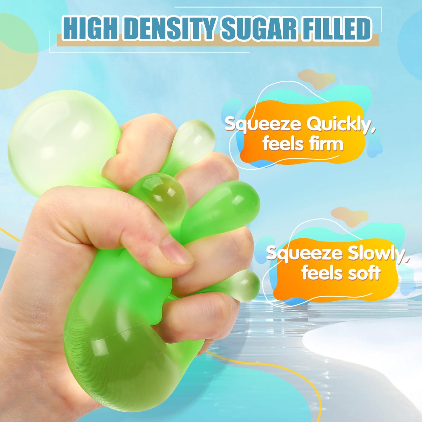 APLIST Stress Cube Squishy Fidget Toys - 4 Pack 2 Inches Square Ice Squeeze Balls High Density Gel Filled, Quiet Fidget for Classroom Student Calming, Sensory Anxiety Relief Item for Kids Adults
