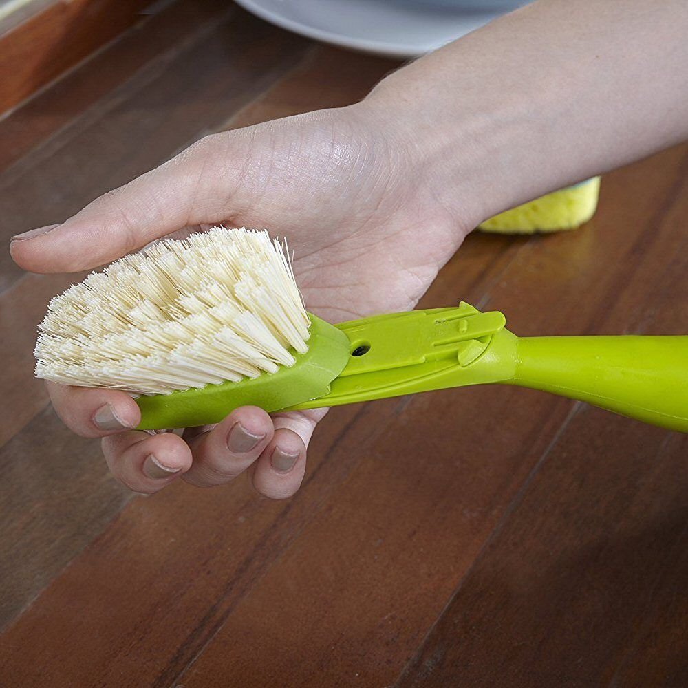 Full Circle Suds Up, Soap Dispensing Dish Brush, Tough Plant-Fiber Bristles & Sustainable Bamboo Handle, Safe for Nonstick