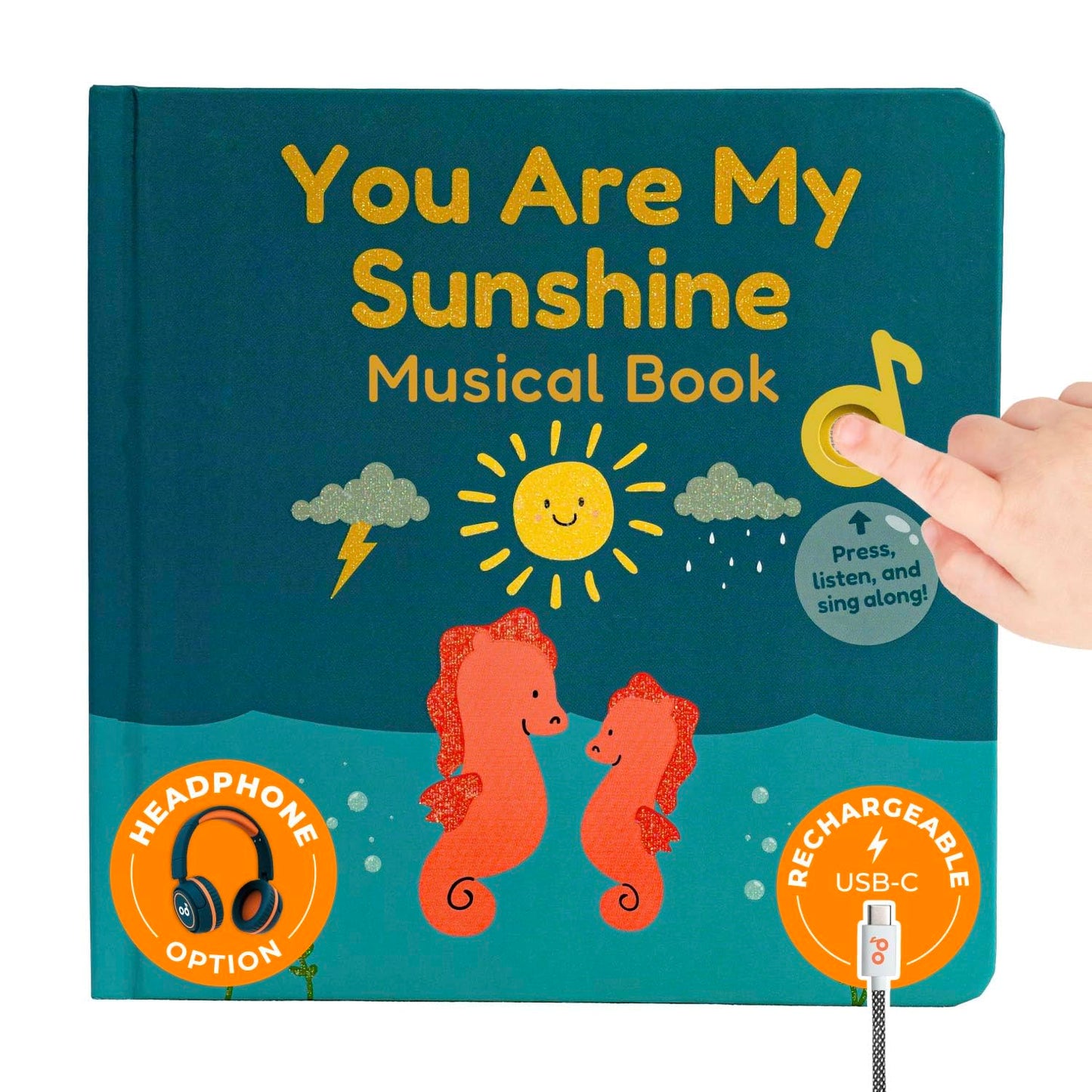 Cali's Books You are My Sunshine Music Book Toddlers 1-3 Years Old - Nursery Rhymes Musical Book, Headphone Jack, Interactive Baby Sound Book