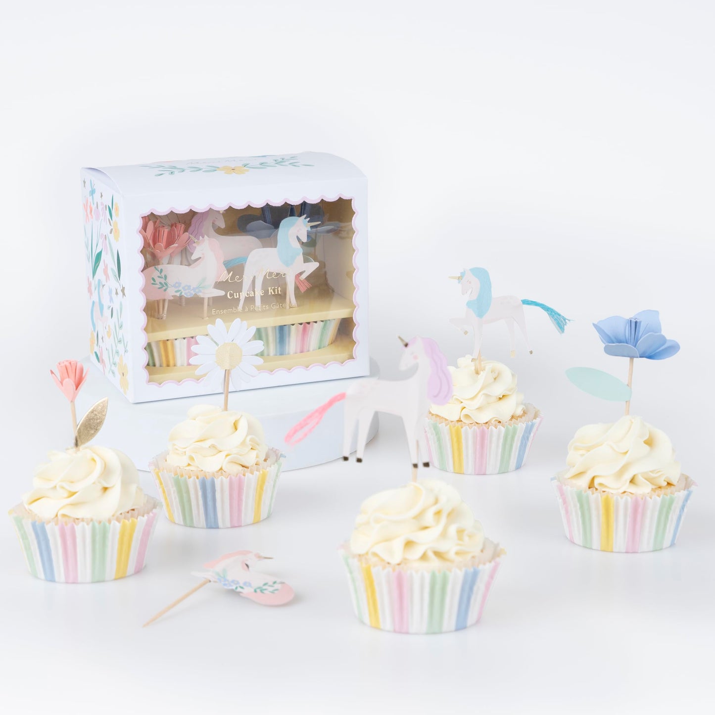 Meri Meri Meadow Unicorns Cupcake Kit (Pack of 24), Includes Cake Toppers and Cupcake Cases, Birthday Parties & Baby Showers, Kids & Adults