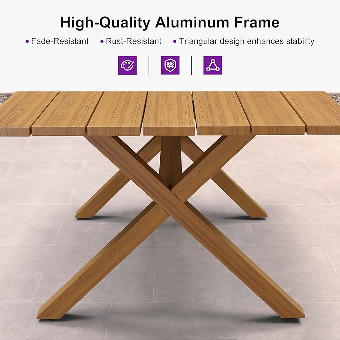 PURPLE LEAF 5 Pieces Oversized Square Outdoor Dining Set with Patio Aluminium Dining Table and Wicker Chairs Modern Furniture Cushions Sets for Backyard Indoor Decor Kitchen Teak