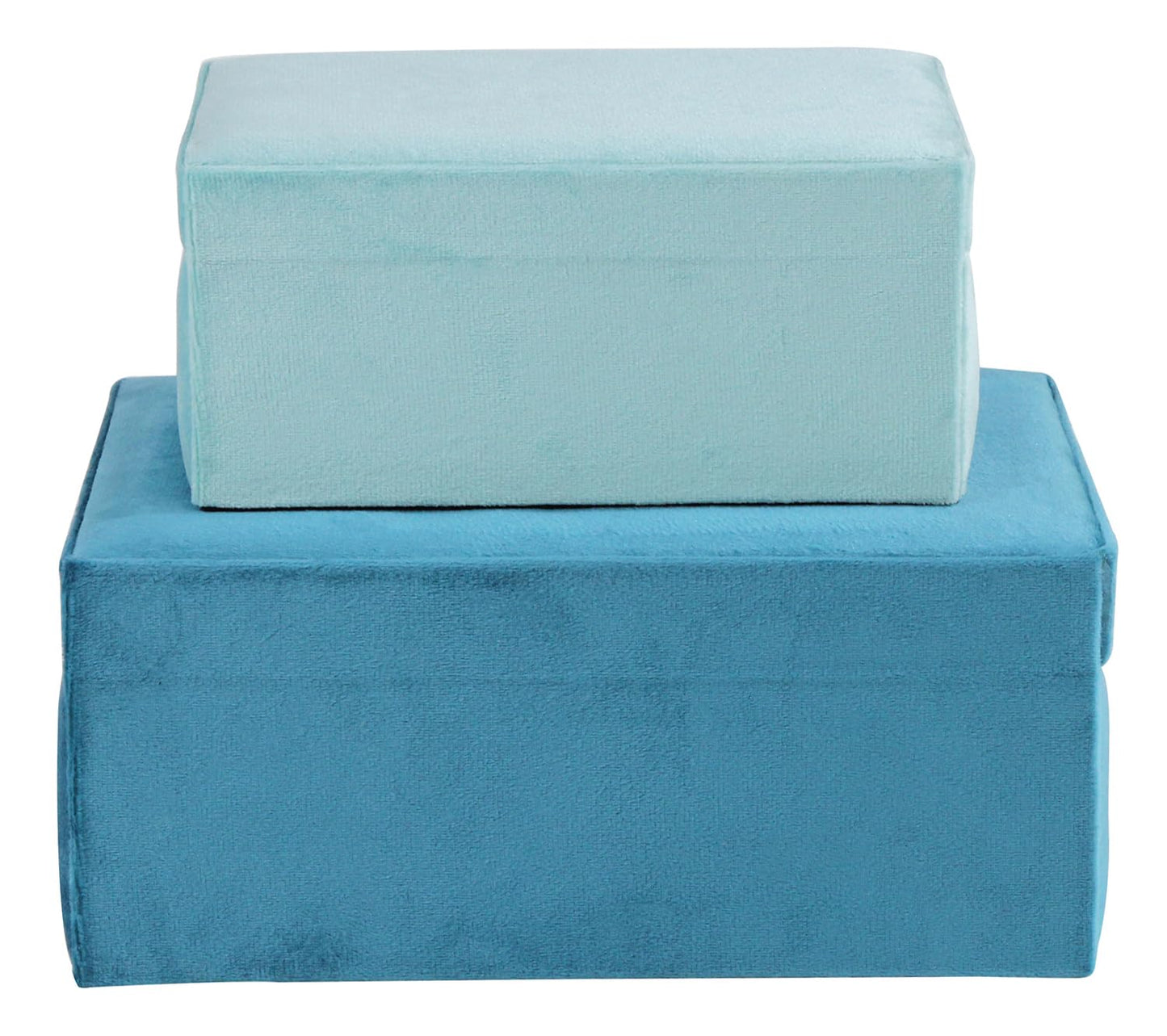 HofferRuffer Velvet Jewelry Boxes Decorative Boxes, Storage Accessory Organizer Boxes with Elegant Handle Decor, Classic Velvet Set of 2 Pieces (Blue)