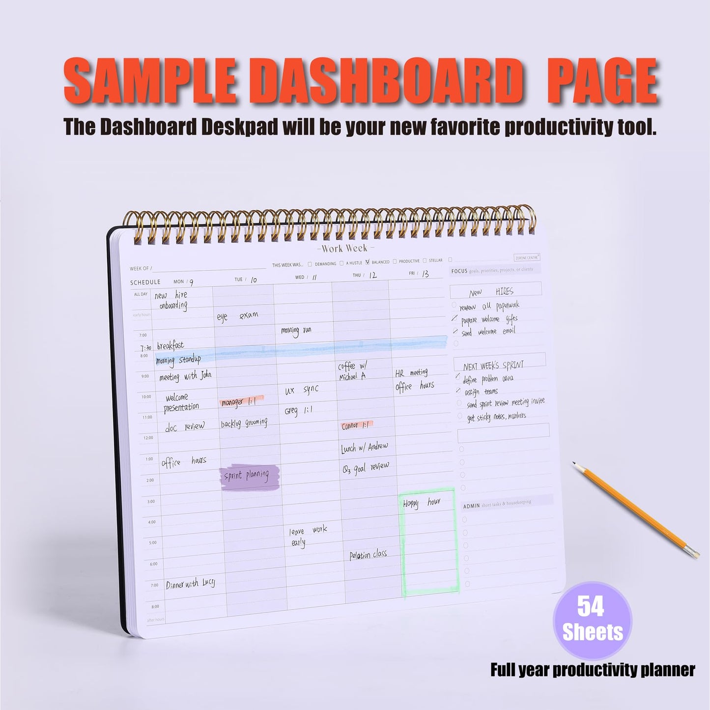 Weekly To Do List Planner with Hourly Schedule - A4 Workweek Desk Pad, 54 Sheets Weekday Planning Notepad, Workday Appointment Planner Book to Organize Your Daily Productivity - Undated Agenda