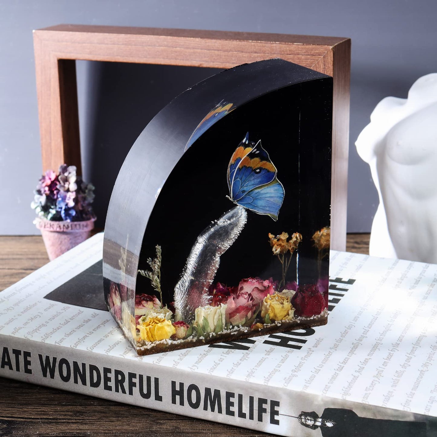 LET'S RESIN Bookends Resin Molds, 1 Pair Geode Book Organize Moulds Silicone Large, Crystal Epoxy Resin Molds for Books, Desktop Organizer, Office Home Decoration, Gift