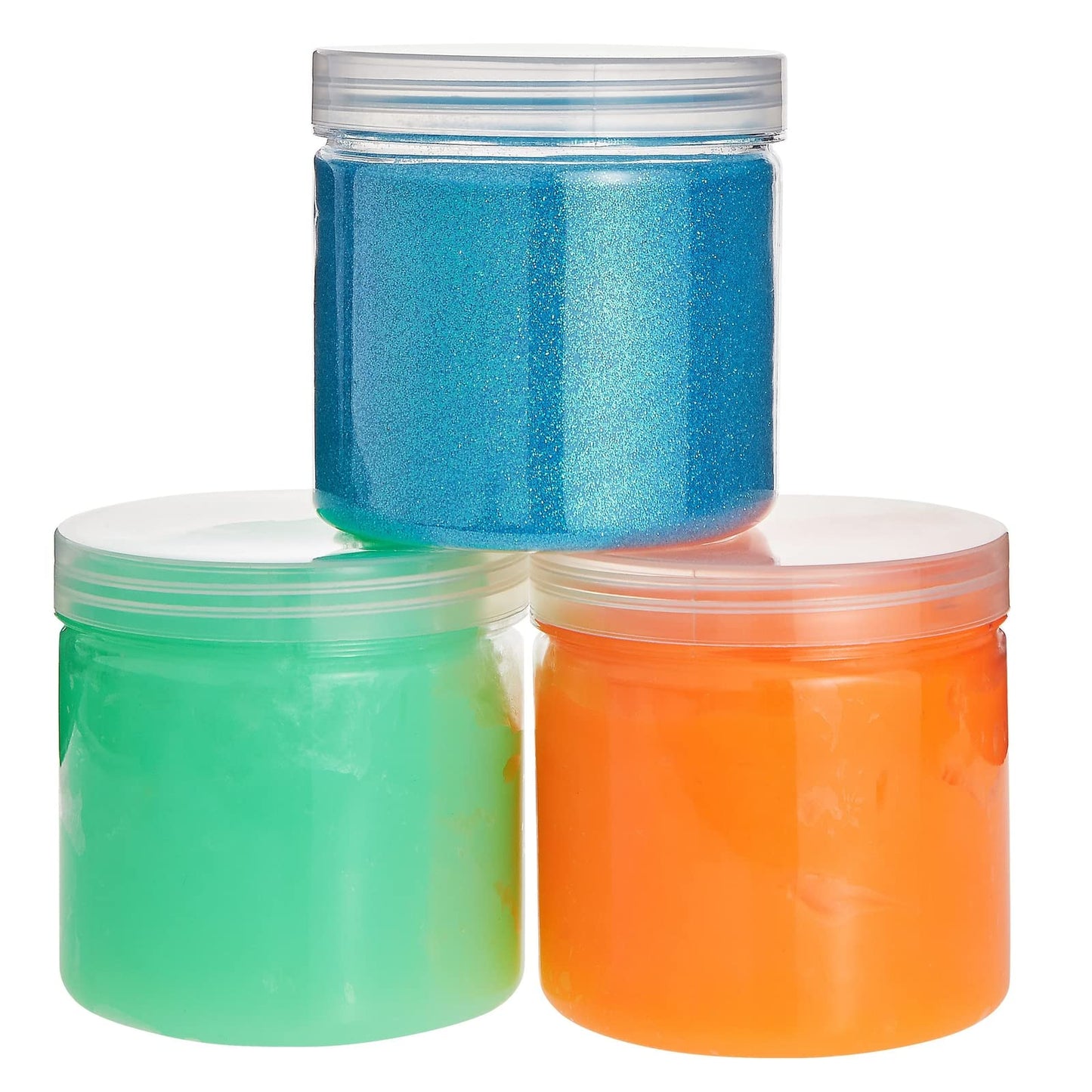 Juvale Plastic Jars with Lids - 12 Oz, Clear, 8-Pack - Slime Containers with Lids & Craft Jars for Kids DIY