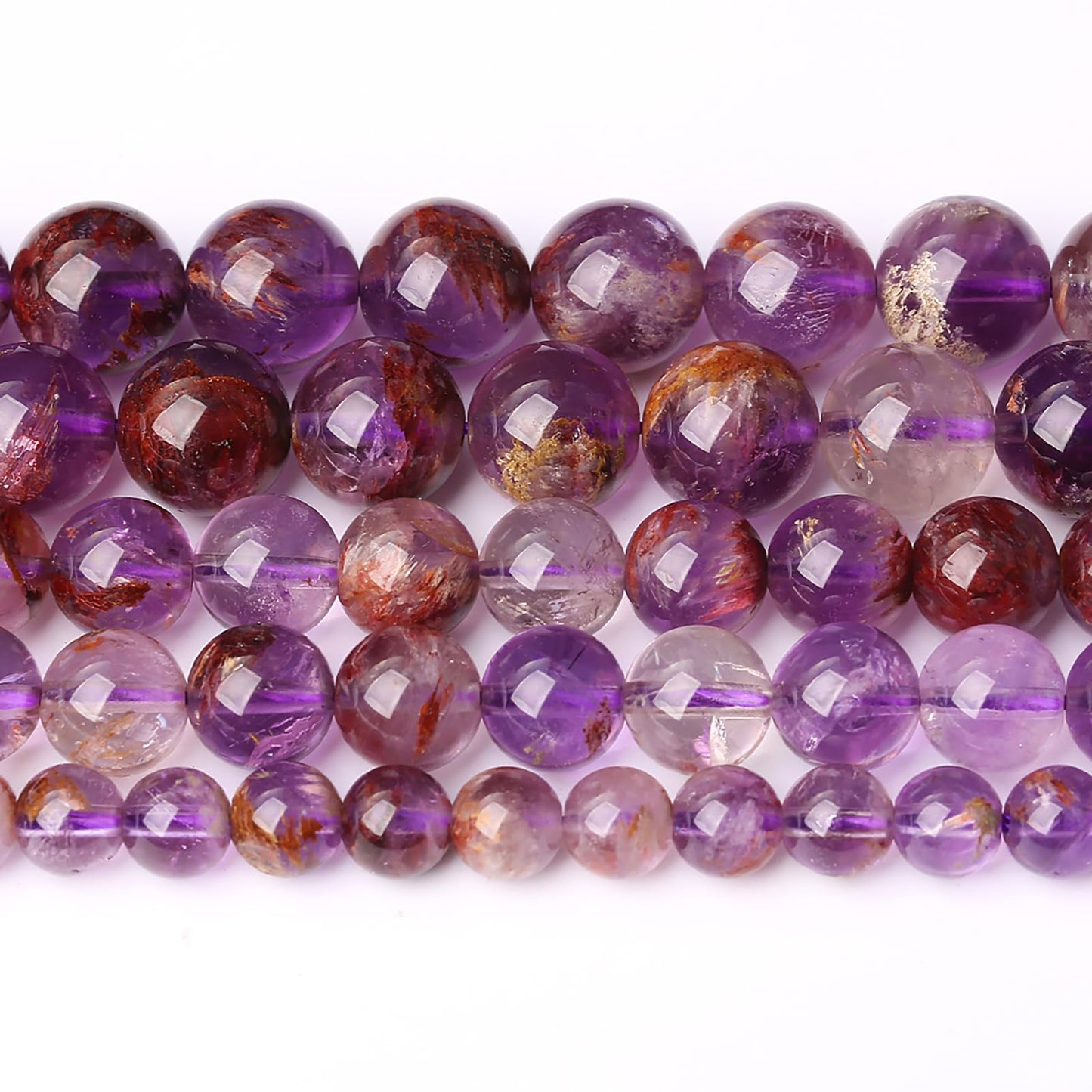 6MM 60PCS Natural Gemstone Purple Ghost Crystal Stone Beads for Jewelry Making DIY Bracelet