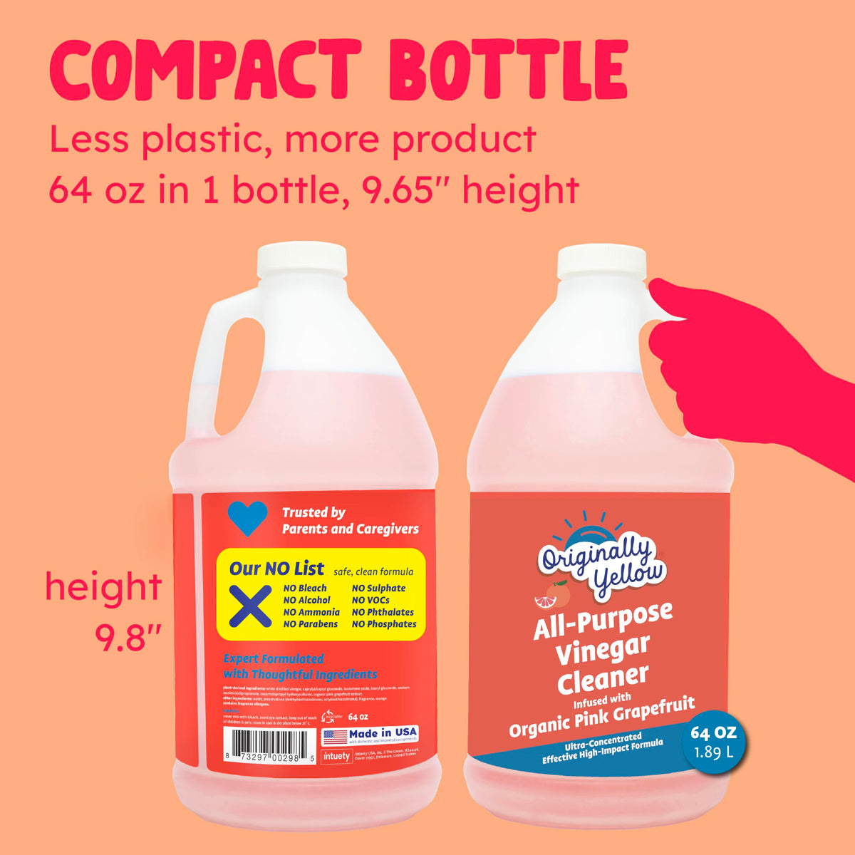 OY All Purpose Vinegar Cleaner [Pink Grapefruit] [64oz] (64 Fl Oz)