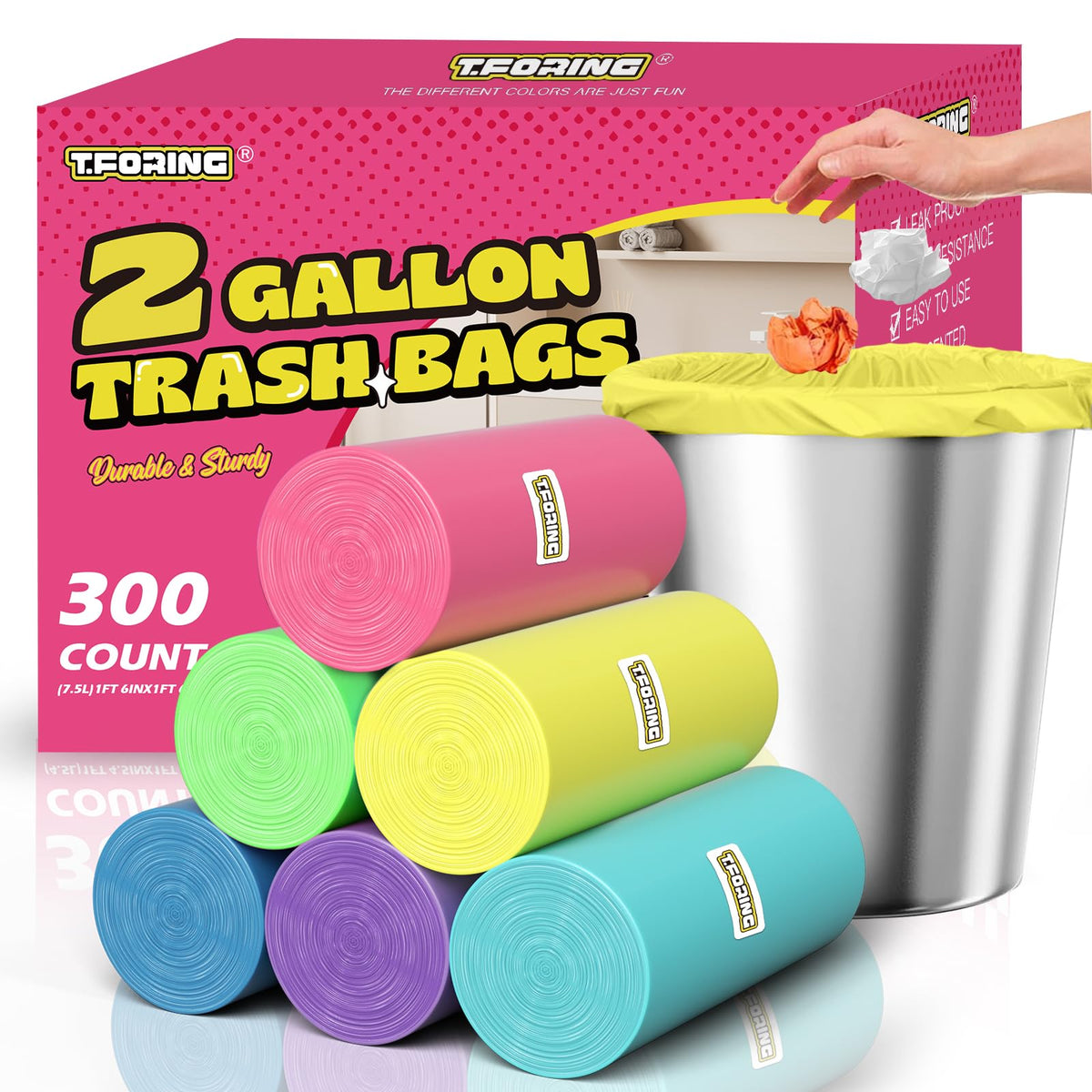 Small 2 Gallon Trash Bags Unscented (300 Count)