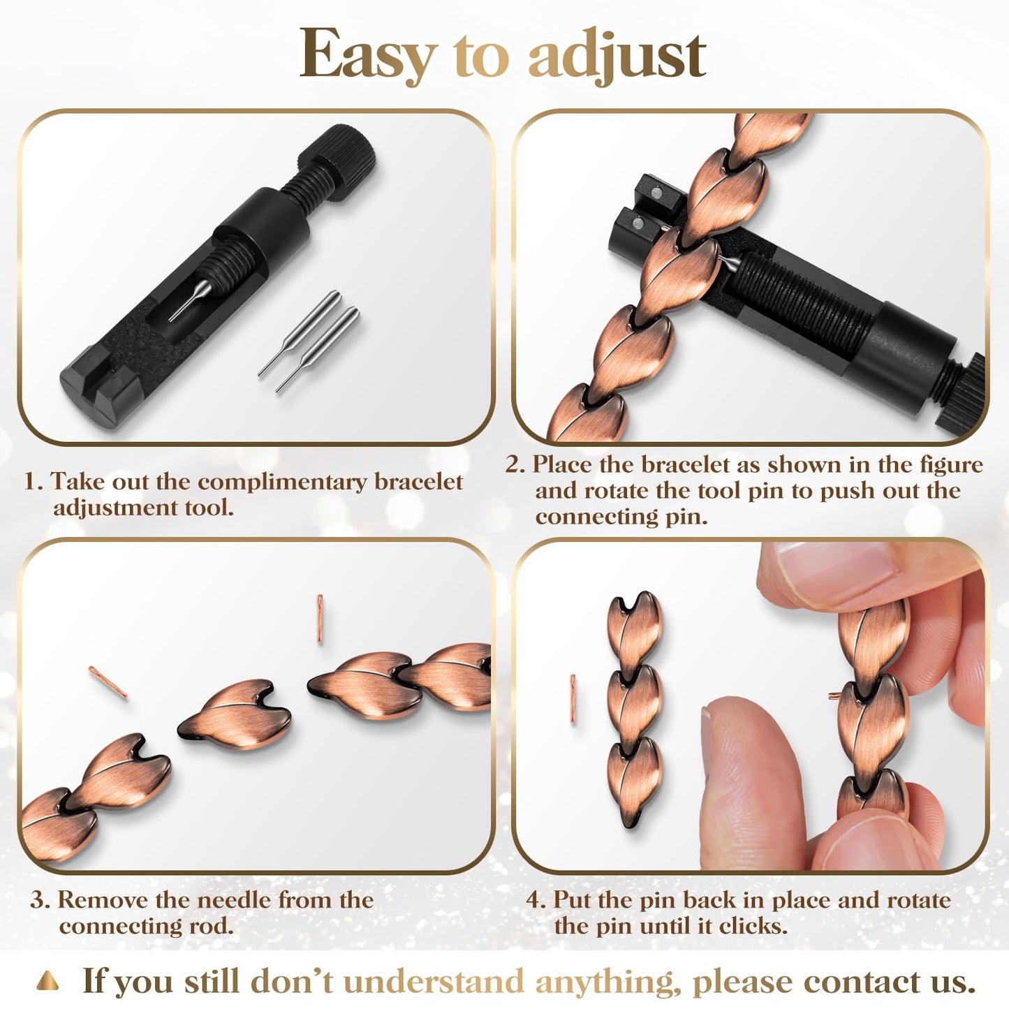 Copper Bracelets for Women Lymph Detox Magnetic Bracelets, 100% Solid Pure Copper Bracelet with 3500 Gauss Magnets & Lymphatic Drainage Ring with Adjustment Tool