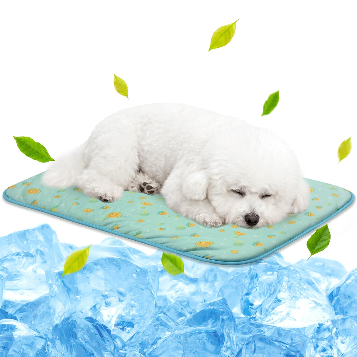 NWK Pet Cooling Mat Q-Max>0.345 Fabric for Dogs & Cats (Purple Fish, Large)