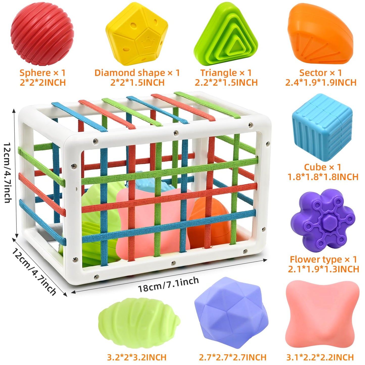 AiTuiTui Baby Sensory Montessori Activity Toys for 1 2 Year Old Boy Girl, Early Learning Develop Shape Sorter Cube with Soft Textured Balls for Infants Toddler Birthday or Easter Gifts