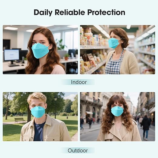 LEMENT KN95 Face Masks - 50 Pack Breathable Comfortable Disposable Masks For Adult, Filter Efficiency≥95%, Elastic Ear Loops, Blue