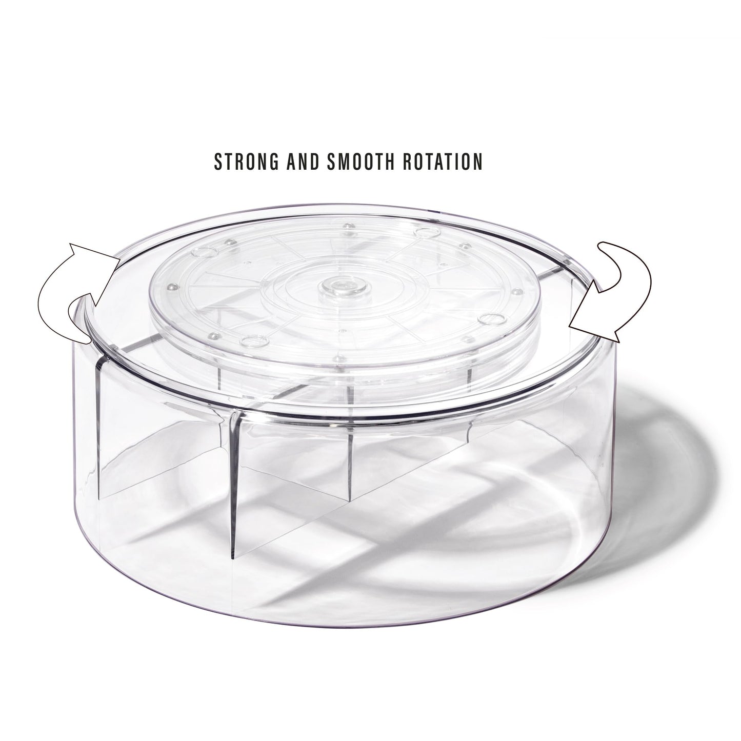 BINO Plastic Round Turntable Organizer with 5 Compartments - Clear | Spinning Divided Turntable Container | Rotating Organizer Storage for Bottle Condiments Fridge Kitchen Counter Pantry Bathroom
