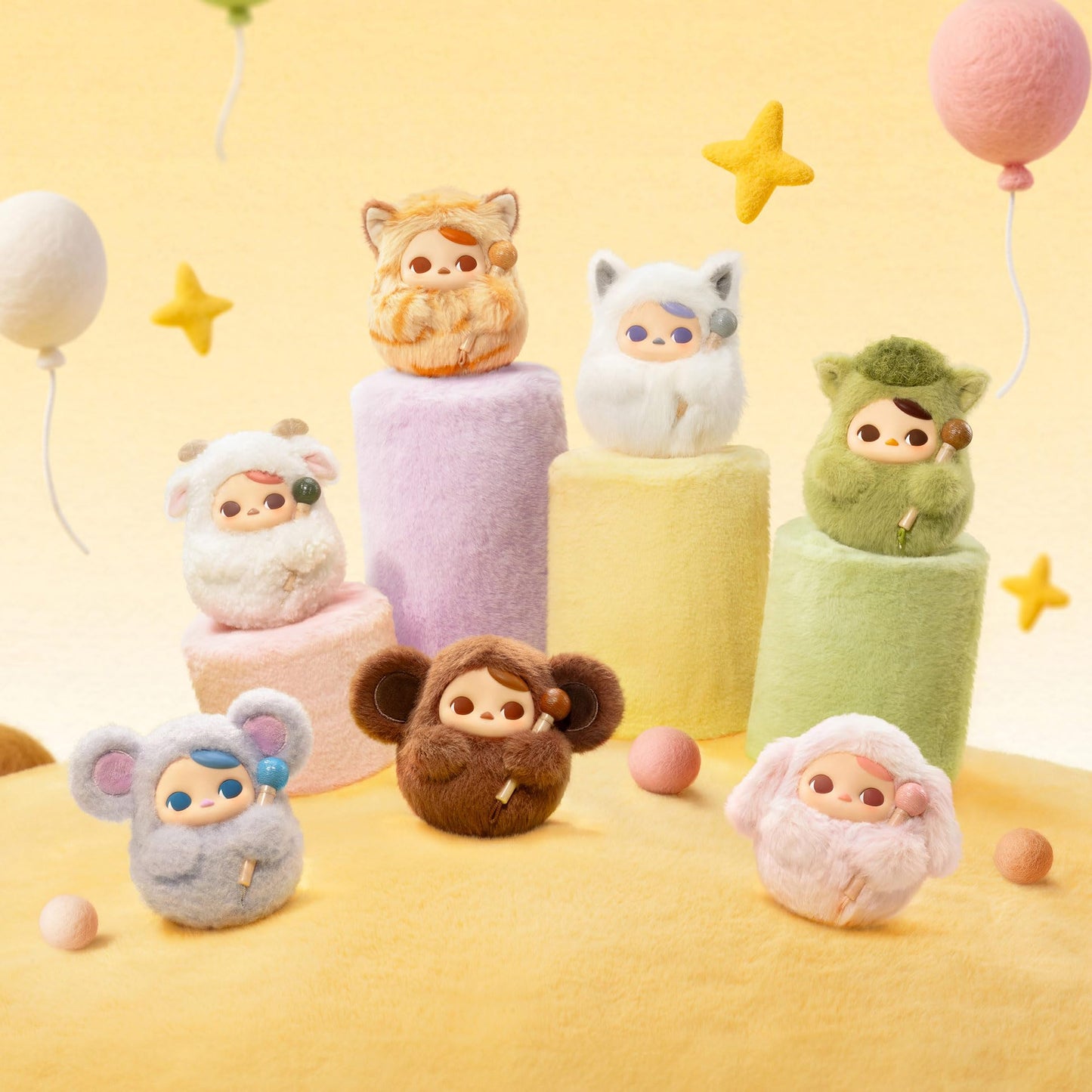 POP MART PUCKY Tap Tap Babies Series-Vinyl Plush Pendant Blind Box Figures, Collectible Toys Home Decorations, Holiday Birthday Gifts for Girls and Boys, Whole Set