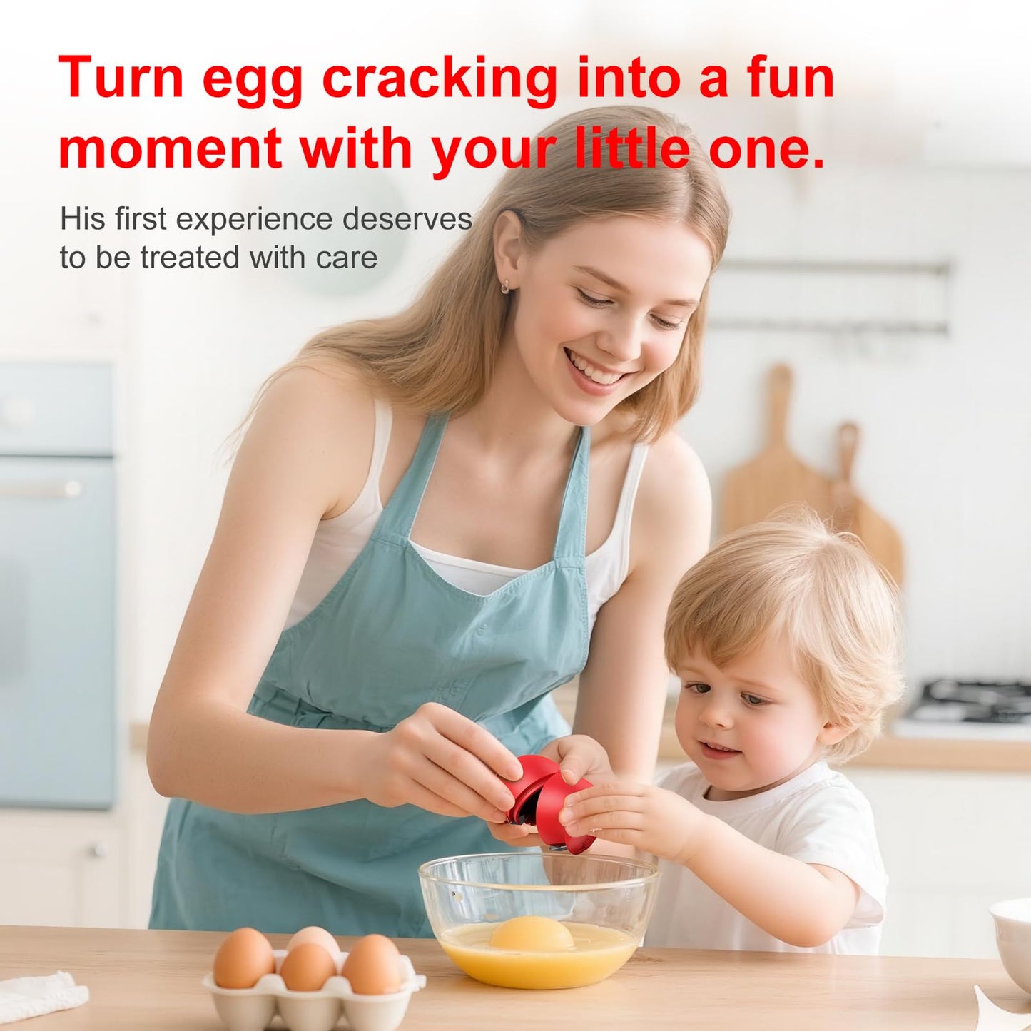 Egg Cracker, Silicone Egg Shell Opener, Cute Egg Shaped Design, Opens Eggs with Ease, A Little Happiness Boost for Your Kitchen.(Color: Red, 2-Pack)