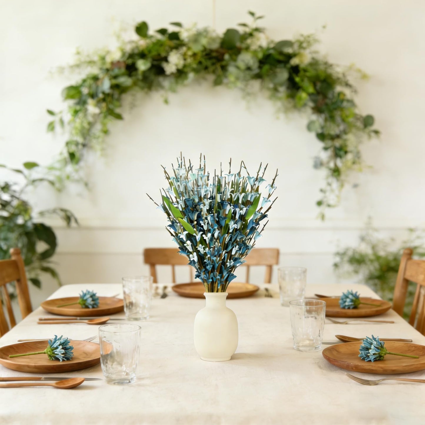 idyllic 17.7 Inch 20 Pcs Blue Witch Hazel Branches, Artificial Flower Stems for Vase Decor, DIY Wreath Making, Bedside Table, Windowsill, Table Centerpiece, Mantel & Office Spring Home Decoration