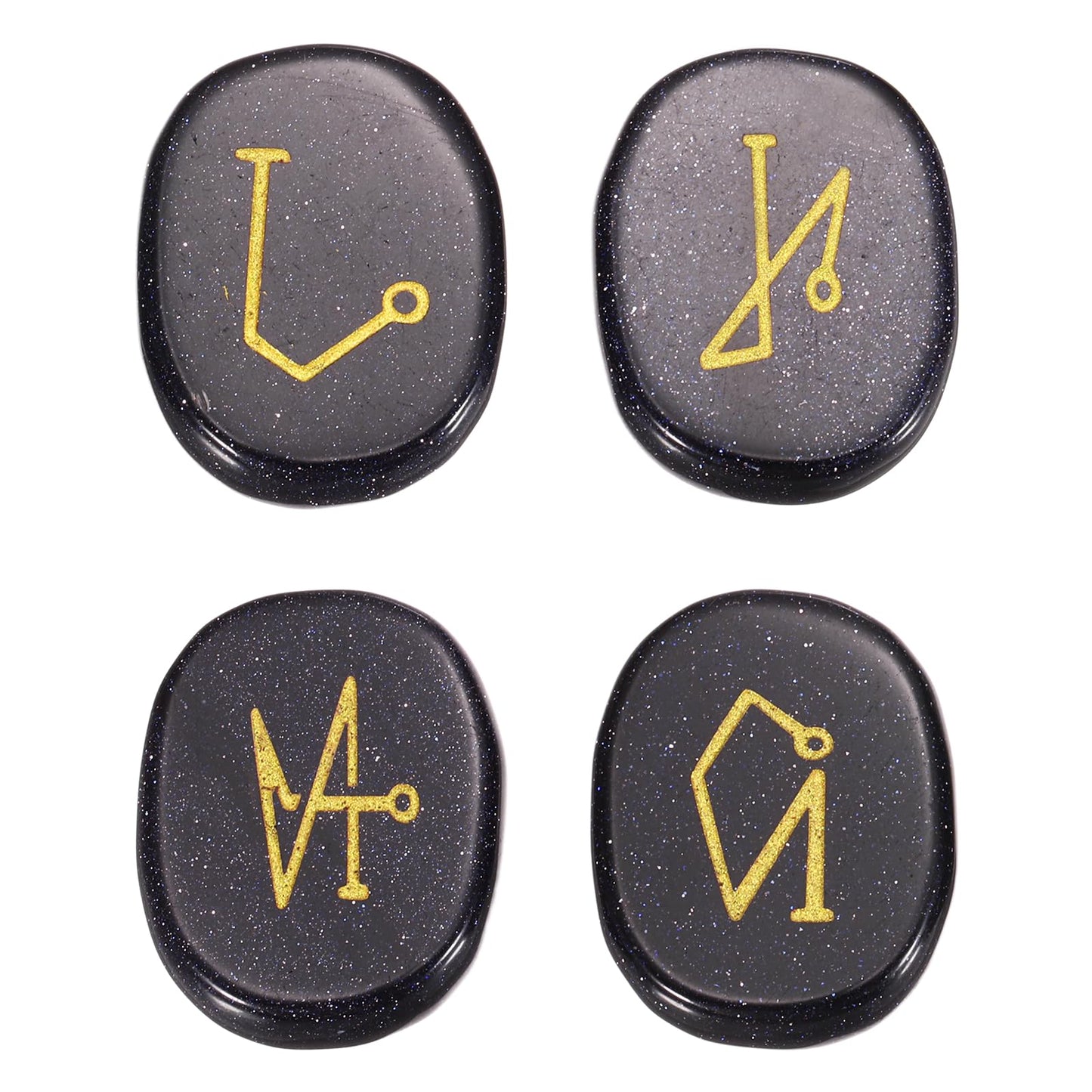 MECCANIXITY 4Pcs Engraved Chakra Stones with Reiki Symbols, Sea Sediment Jasper Reiki Healing Crystal Gemstone 7 Chakra Crystal Stones Tumbled Palm Stone for Anxiety Relieve