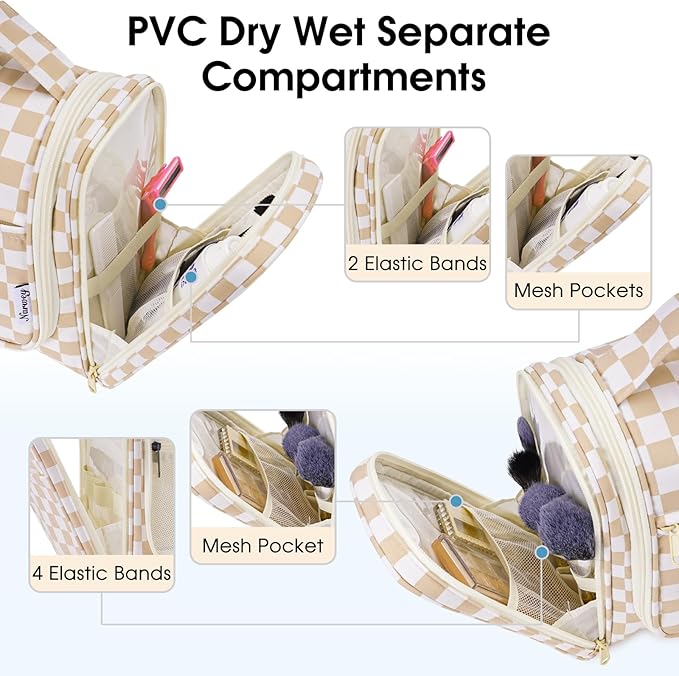 Narwey Hanging Toiletry Bag for Women Travel Makeup Bag Organizer Toiletries Bag for Cosmetics Essentials Accessories