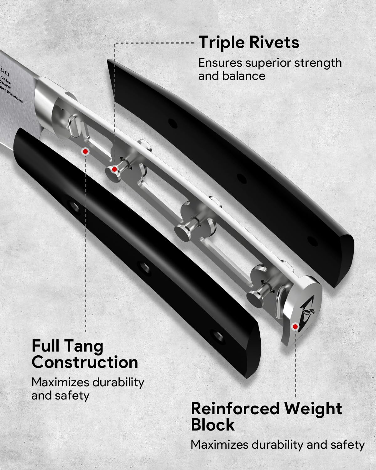 CoquusAid Knife Set, Upgrade 15 Pcs Knife Block Set with Widened Ventilated Slot, German Stainless Steel Kitchen Knives Set with Sharpener, Professional Chef Knives Set, Full Tang Ergonomic Handle
