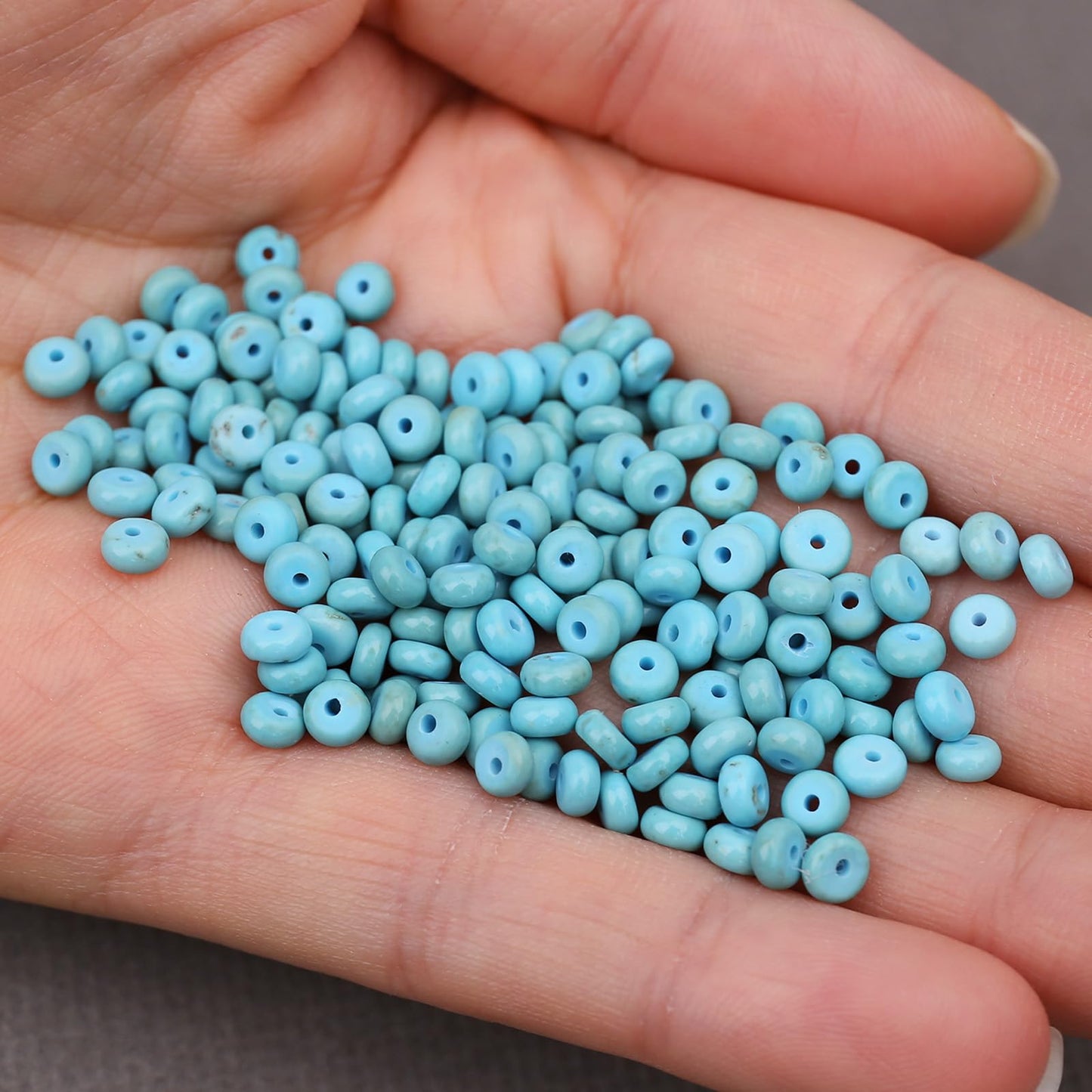 BONNY BOXX 1 Strand (150PCs) Natural 2 * 4mm Blue Turquoise Rondelle Beads, Natural Abacus Disk Stone Beads Loose Spacer Gemstone for DIY Bracelet Necklace Jewelry Making