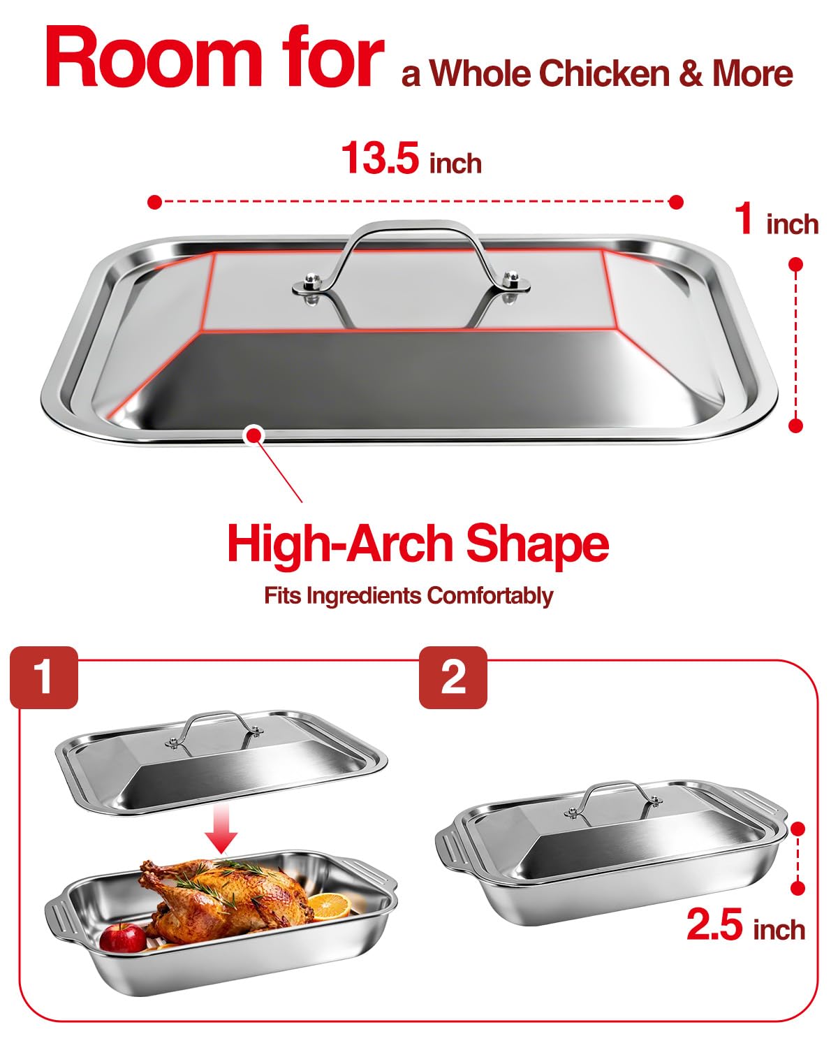 Ashwaves Grilling Prep and Serve Trays with Upgraded Lid, Stainless Steel Extra Large Grill Carry System, Deep Marinating Container with Cutting Board for BBQ Outdoor Grilling