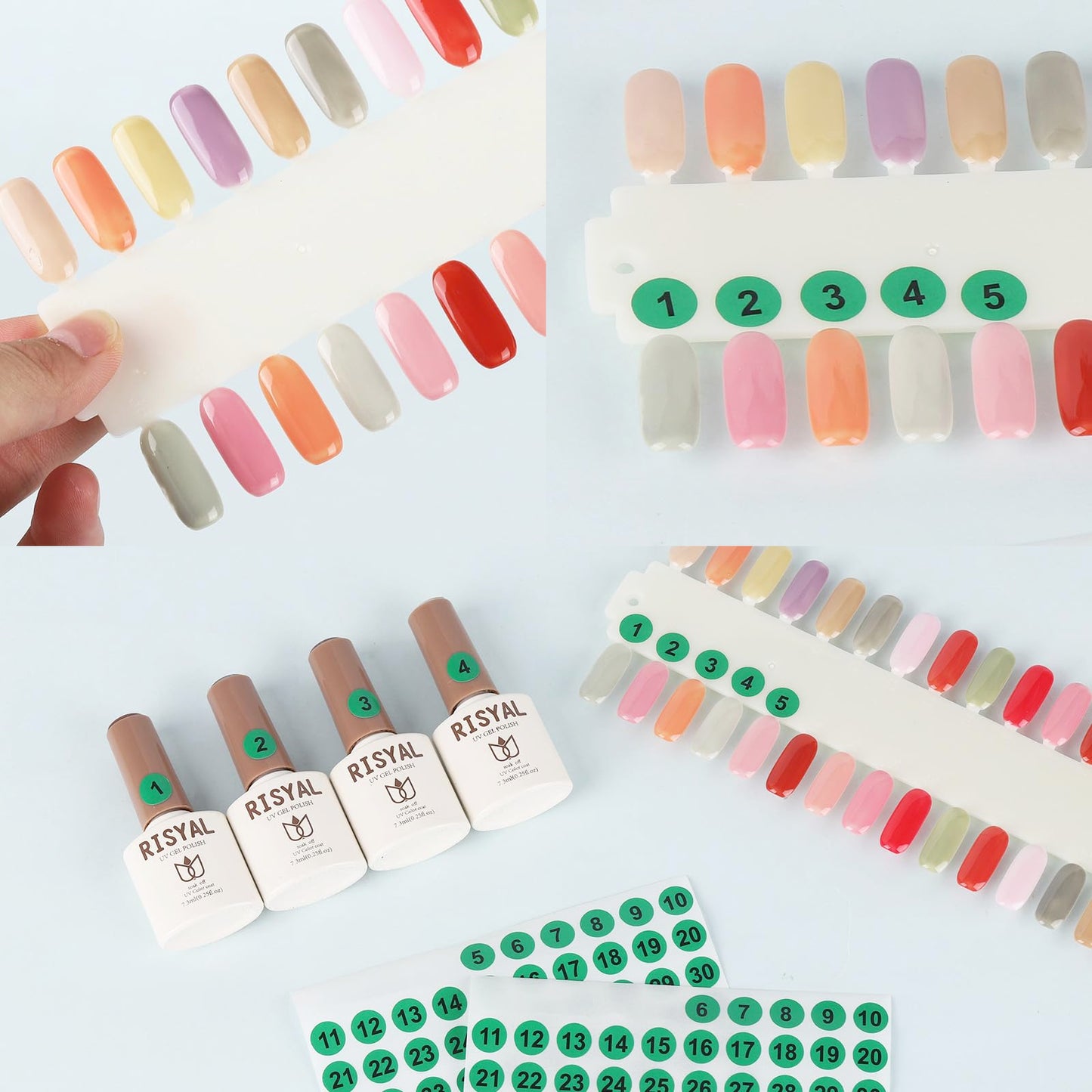 Tbestmax 3 Sets 216 Tips Nail Color Swatch, Double Layer Tips Clear Nail Color Display Palette Paint Practice Chart Swatches