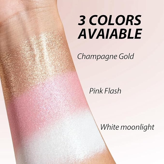 Highlighters Makeup Palettes,Face Glitter Glow Makeup Natural Glow Finish,Face Body Highlighters & Luminizers, Pearl Shimmer Highlighter Makeup Smooth Baked Powder,03-Pink Galaxy