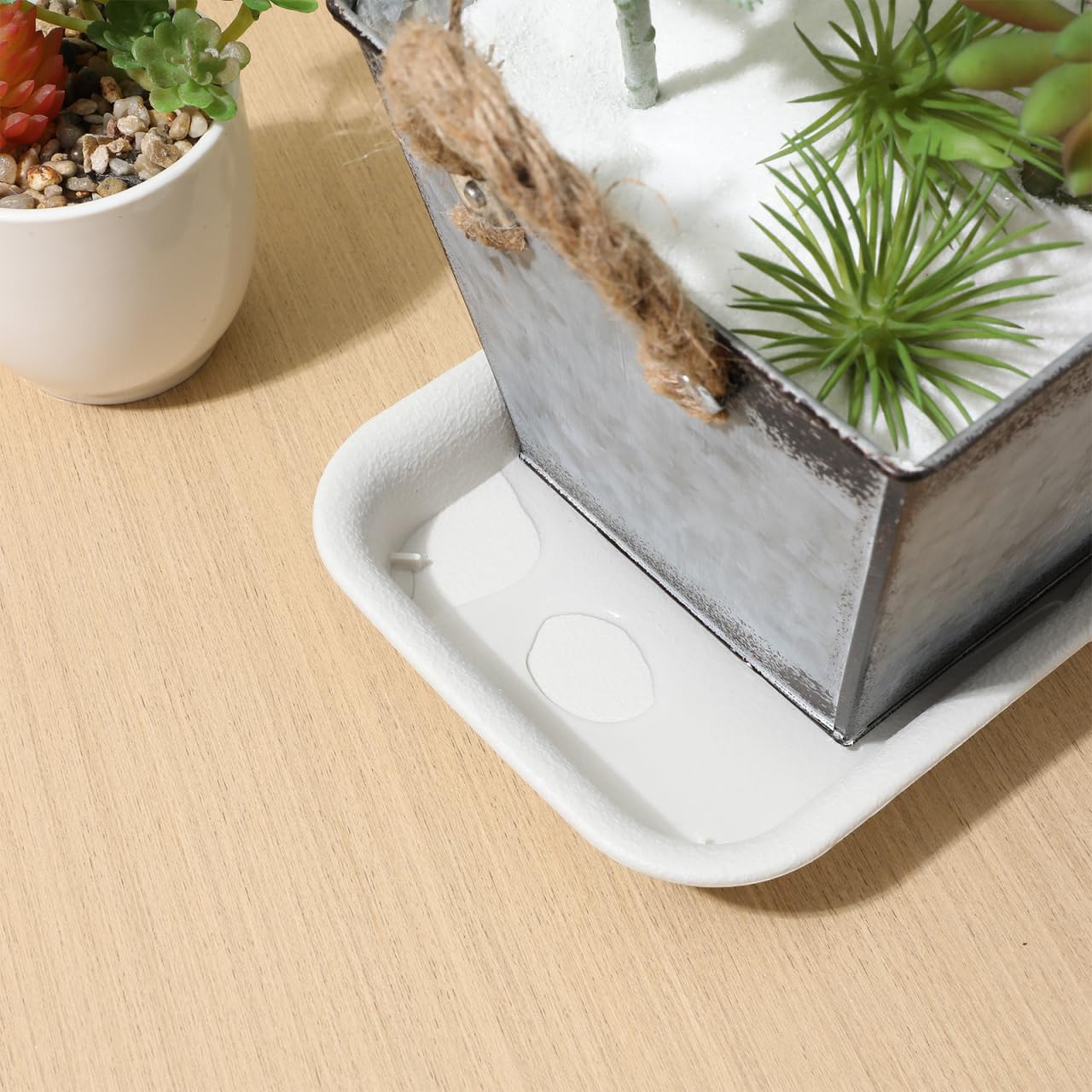 IMIKEYA 5 Pack Rectangular Plastic Plant Drip Trays: 12 Inch White Plant Saucers for Indoors, Windowsill, Flower Pot Planter Drip Tray to Catch Water